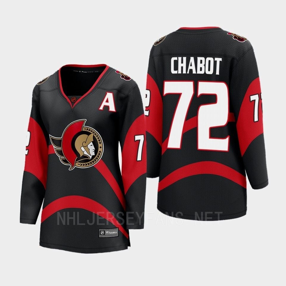 Ottawa Senators 72 Thomas Chabot Reverse Retro Black Equipment, Women - JS533 