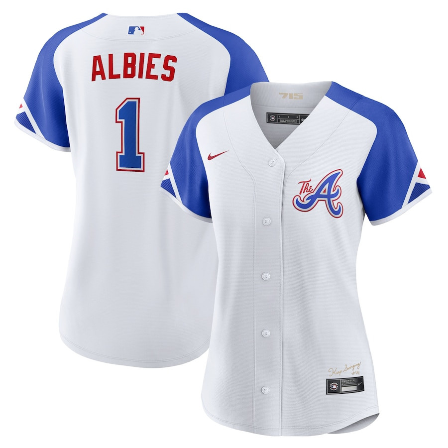 Ozzie Albies 1 Atlanta Braves 2023 City Connect Women Baseball Jersey - White - JS577
