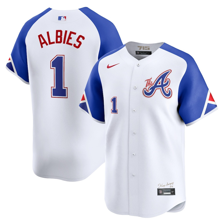 Ozzie Albies 1 Atlanta Braves City Connect Limited Men Baseball Jersey - White - JS378