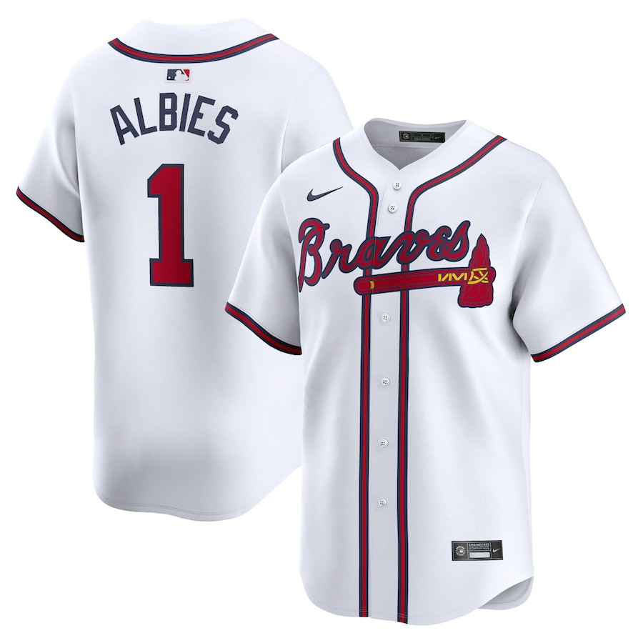 Ozzie Albies 1 Atlanta Braves Home Limited Player Men Baseball Jersey - White - JS546