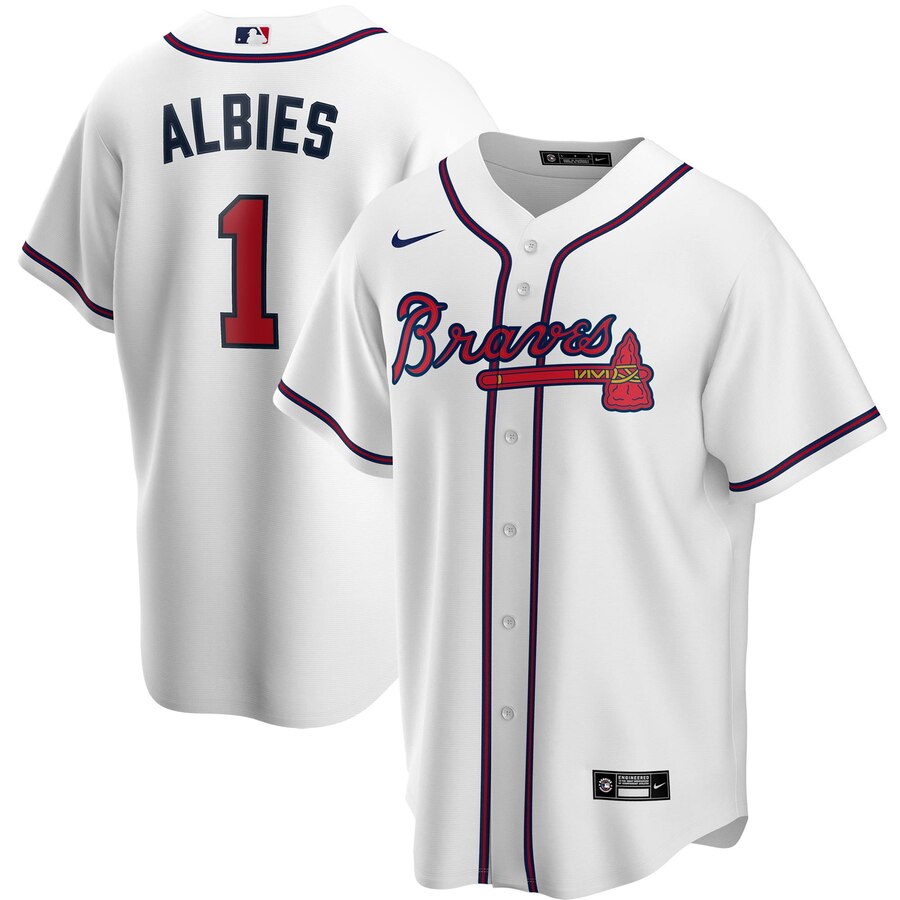 Ozzie Albies Atlanta Braves Home 2020 Replica Player Baseball Jersey ÃƒÂ¢Ã¢â€šÂ¬Ã¢â‚¬Å“ White