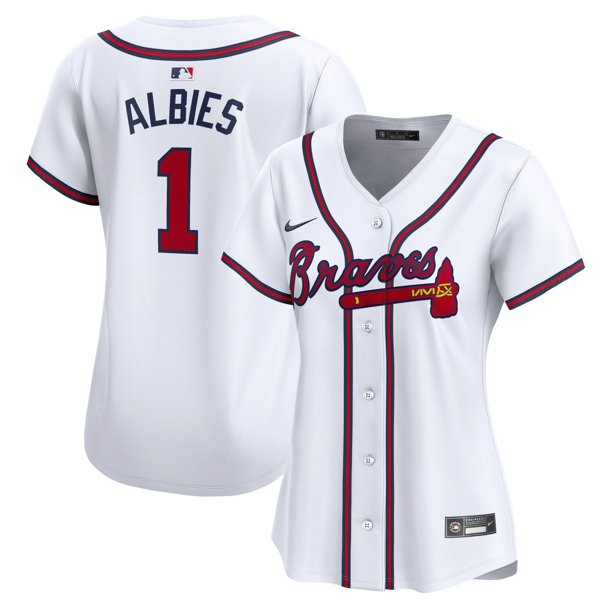 Ozzie Albies Atlanta Braves Women's Home Limited Player Baseball Jersey - White