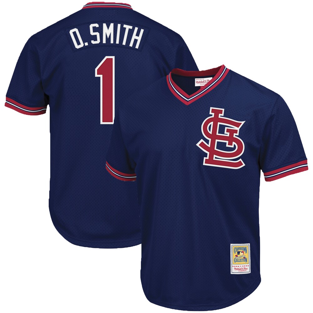 Ozzie Smith St. Louis Cardinals Mitchell & Ness Cooperstown Collection Big & Tall Mesh Batting Practice Baseball Jersey - Navy
