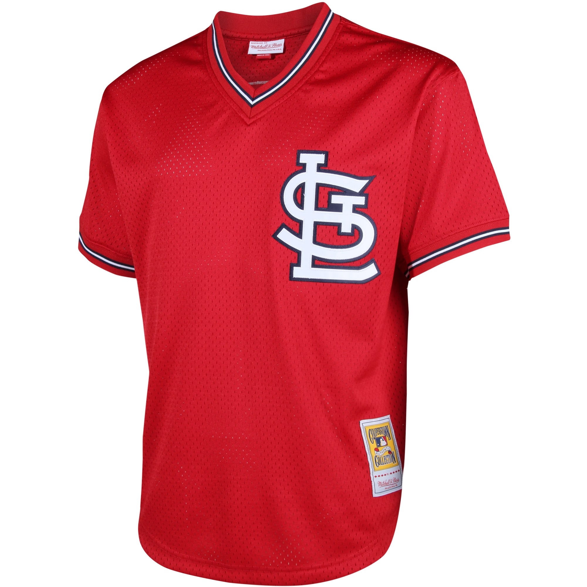 Alternative view of Ozzie Smith St. Louis Cardinals Mitchell & Ness Cooperstown Mesh Batting Practice Baseball Jersey - Red