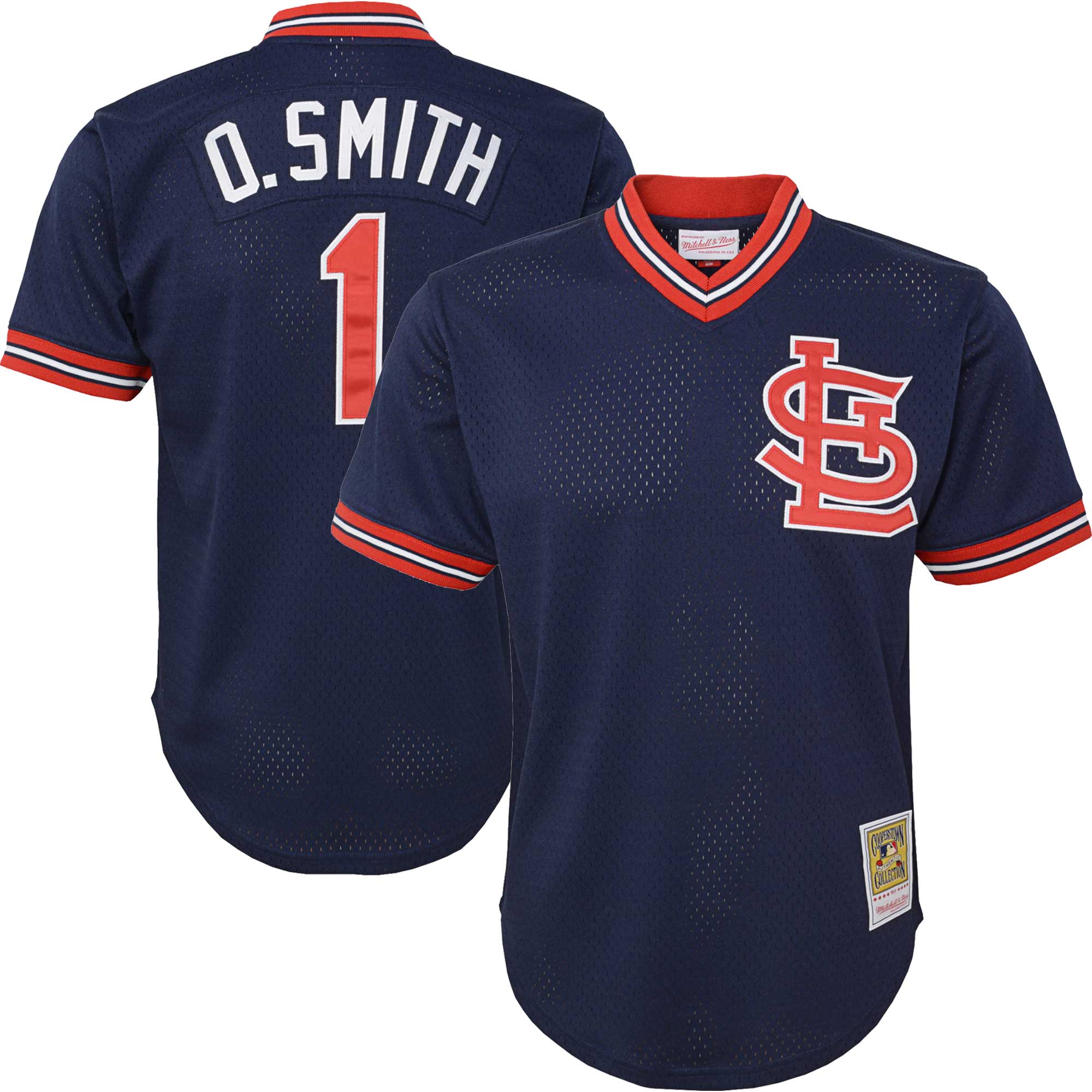 Ozzie Smith St. Louis Cardinals Mitchell & Ness Youth Cooperstown CollectionÃƒâ€šÃ‚Â mesh Batting Practice Baseball Jersey - Navy