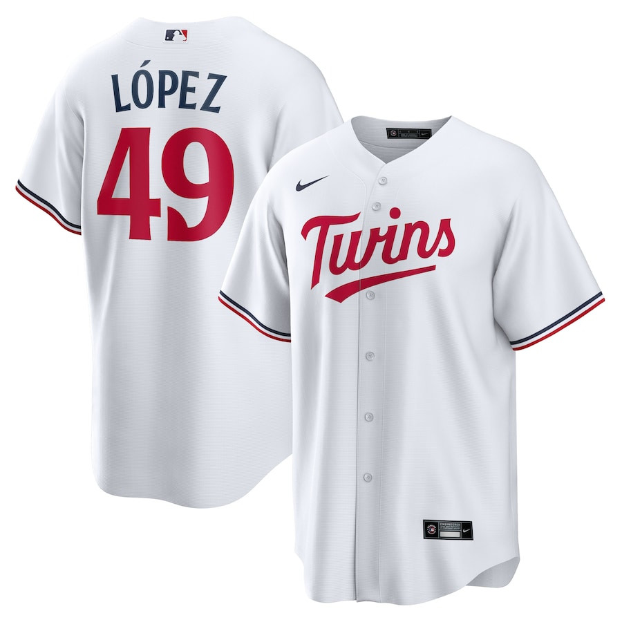 Pablo López 49 Minnesota Twins Team Logo Home Men Baseball Jersey - White 