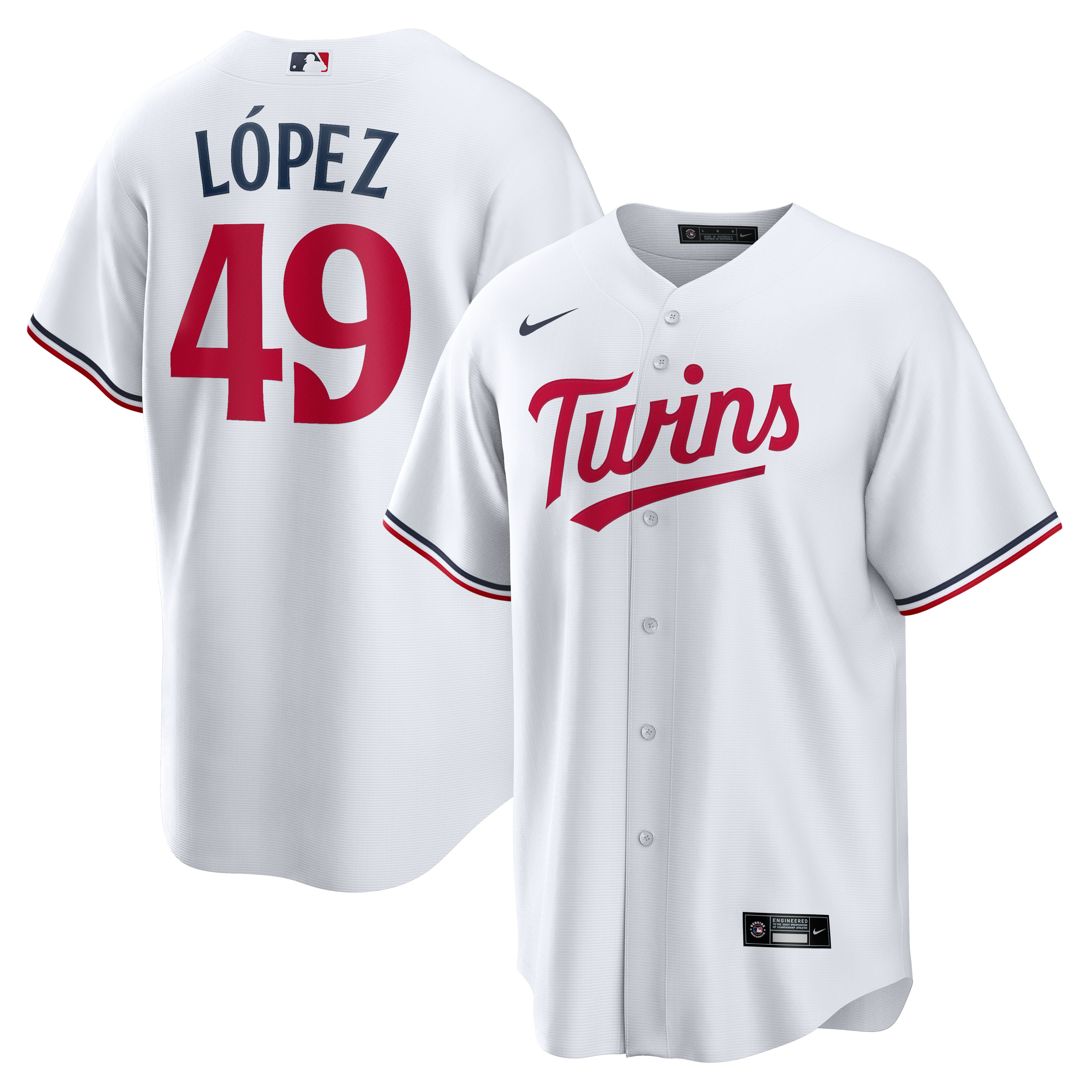 Pablo LÃƒÆ’Ã‚Â³pez Minnesota Twins Home Replica Player Baseball Jersey - White