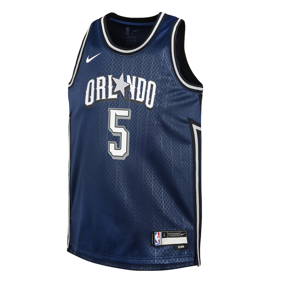 Alternative view of Paolo Banchero 5 Orlando Magic 2023/24 City Edition Swingman YOUTH Basketball Jersey - Navy - JS726 