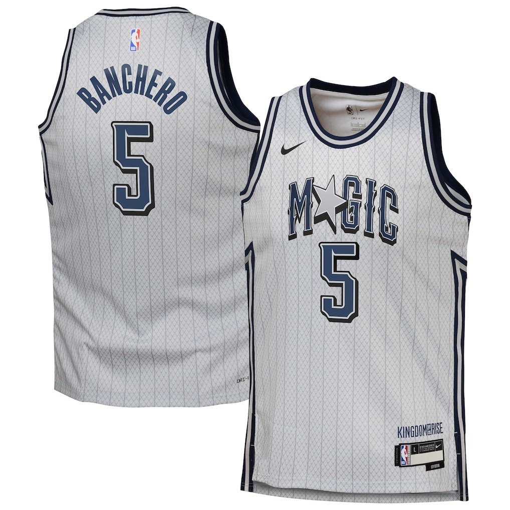 Paolo Banchero 5 Orlando Magic 2024/25 Swingman Player YOUTH Basketball Jersey - City Edition - Silver - JS640 
