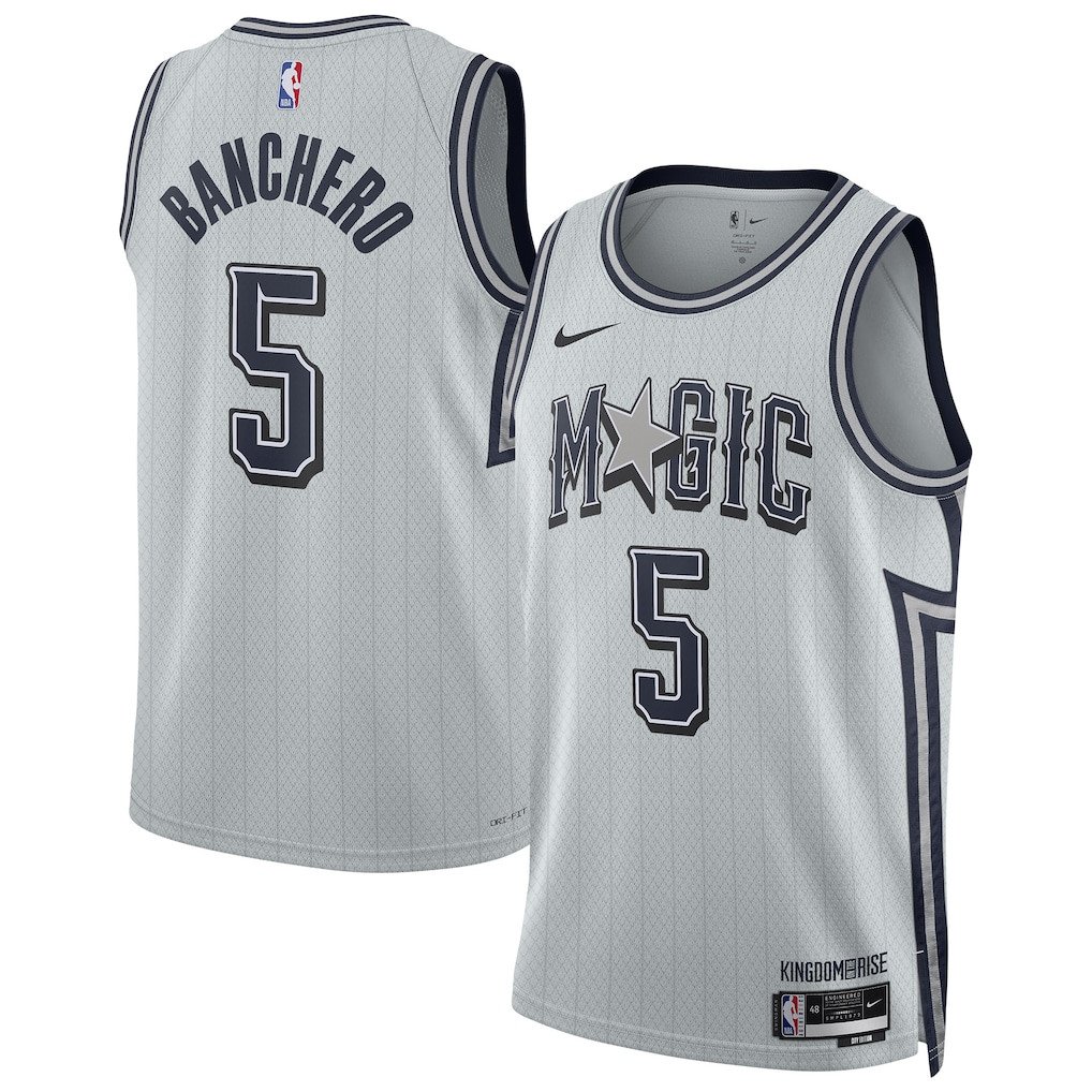 Paolo Banchero 5 Orlando Magic Unisex 2024/25 Swingman Player Basketball Jersey - City Edition - Silver - JS203 
