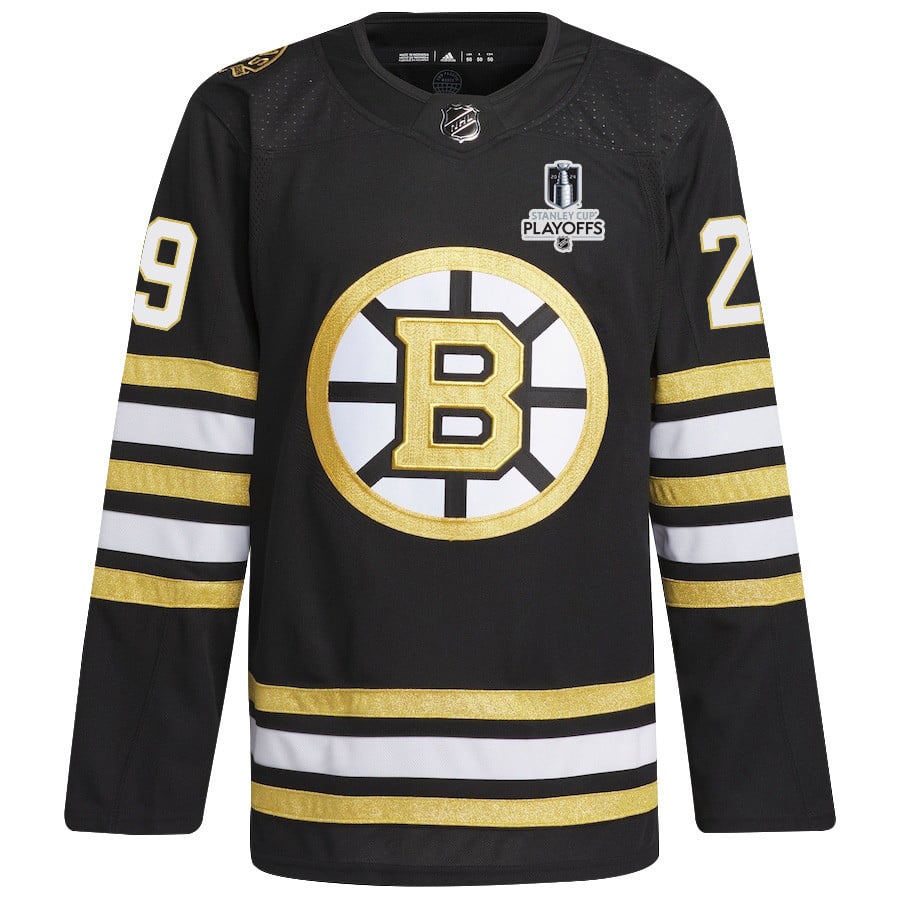 Alternative view of Parker Wotherspoon 29 Boston Bruins 2024 NHL Playoffs Patch Home Hockey Jersey - Men, Black - JS939 