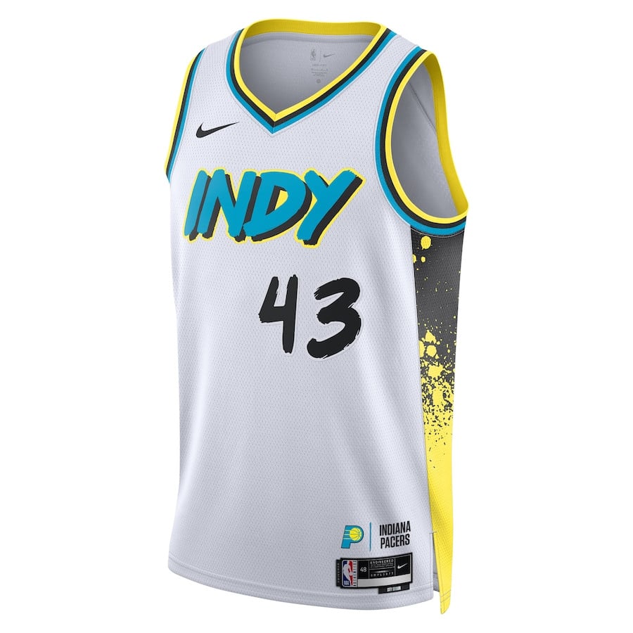 Alternative view of Pascal Siakam 43 Indiana Pacers Unisex 2024/25 Swingman Player Basketball Jersey - City Edition - White - JS266 