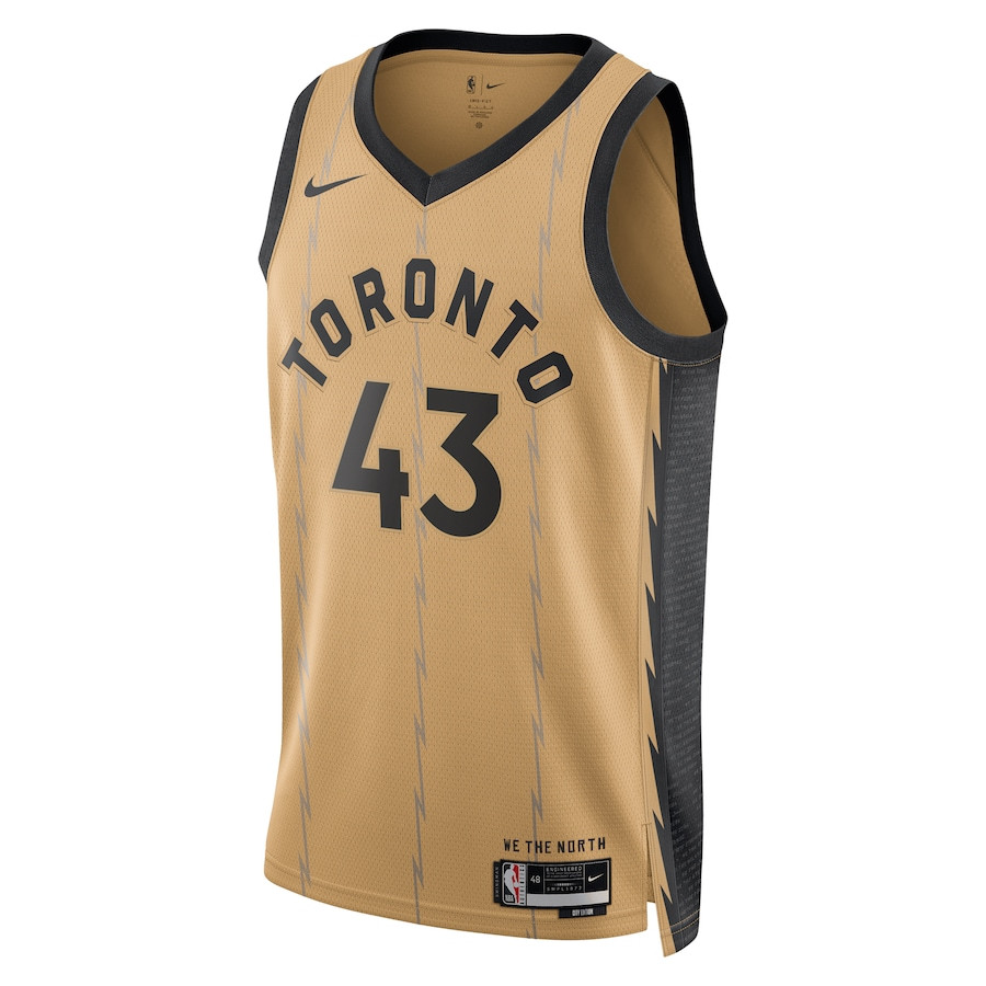 Alternative view of Pascal Siakam 43 Toronto Raptors 2023/24 City Edition Swingman Basketball Jersey - Gold - JS970 