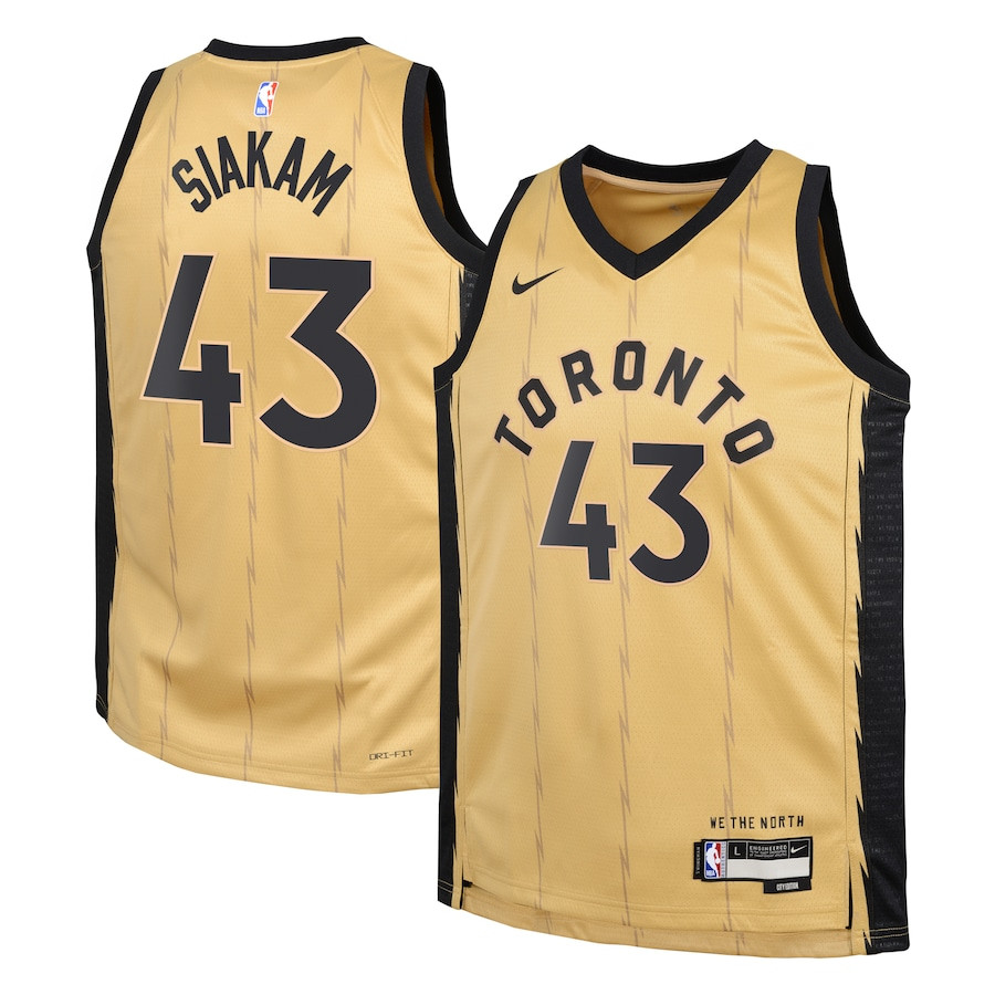 Pascal Siakam 43 Toronto Raptors 2023/24 City Edition Swingman YOUTH Basketball Jersey - Gold - JS850 