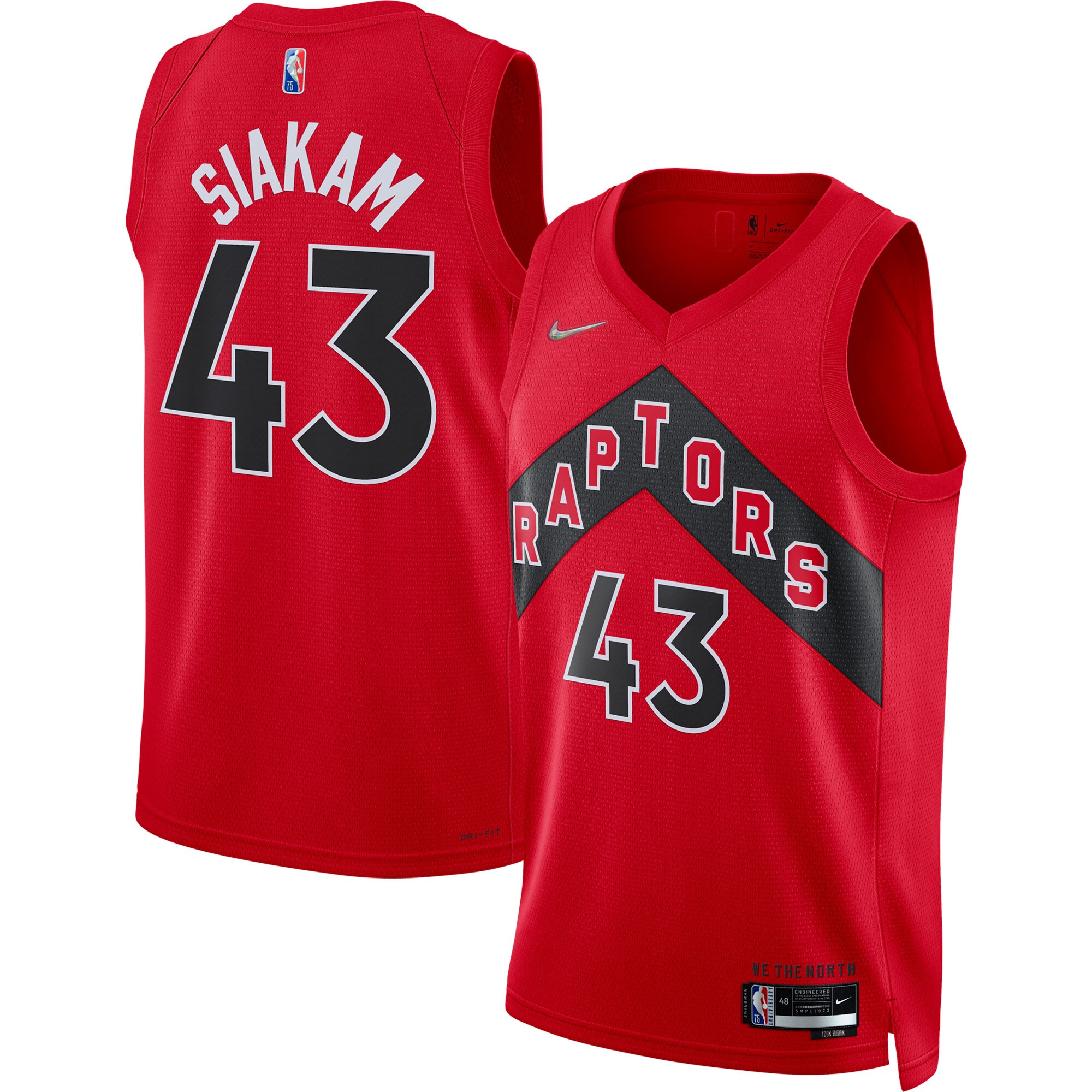Alternative view of Pascal Siakam Toronto Raptors 2021/22 Diamond Swingman Basketball Jersey - Icon Edition - Red