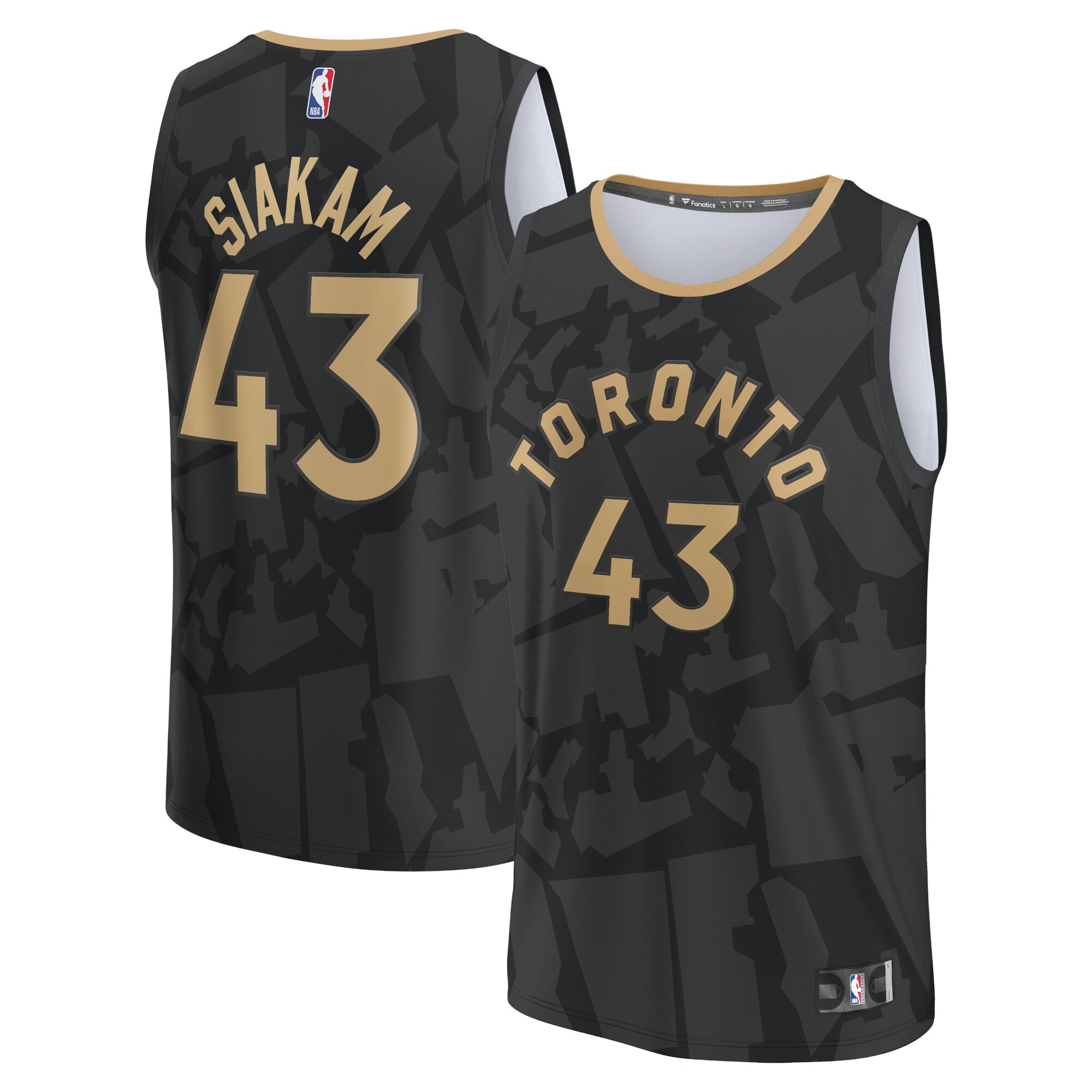 Alternative view of Pascal Siakam Toronto Raptors Fanatics Branded 2022/23 Fastbreak Basketball Jersey - City Edition - Black