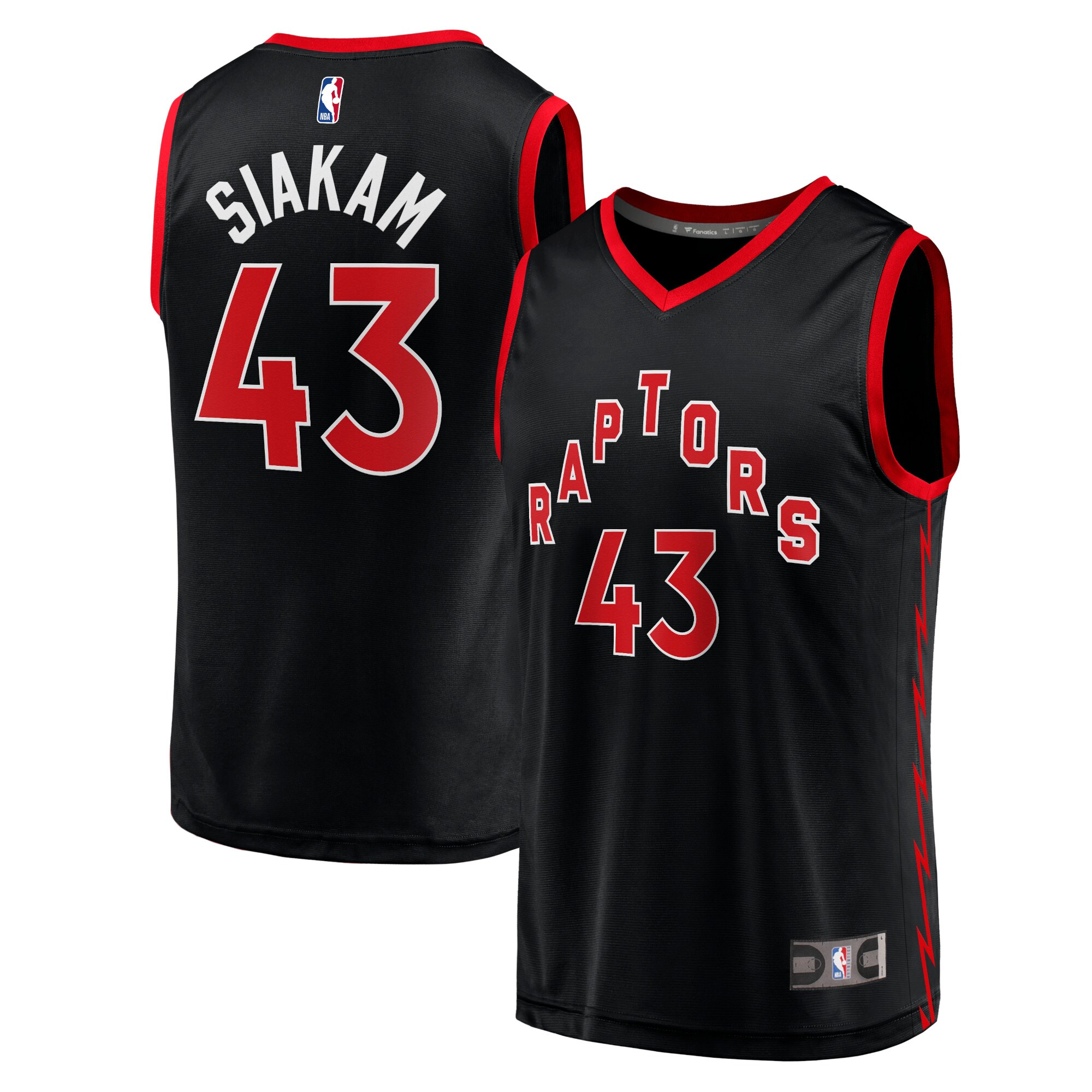 Alternative view of Pascal Siakam Toronto Raptors Fanatics Branded Youth 2020/21 Fast Break Player Basketball Jersey - Black - Statement Edition
