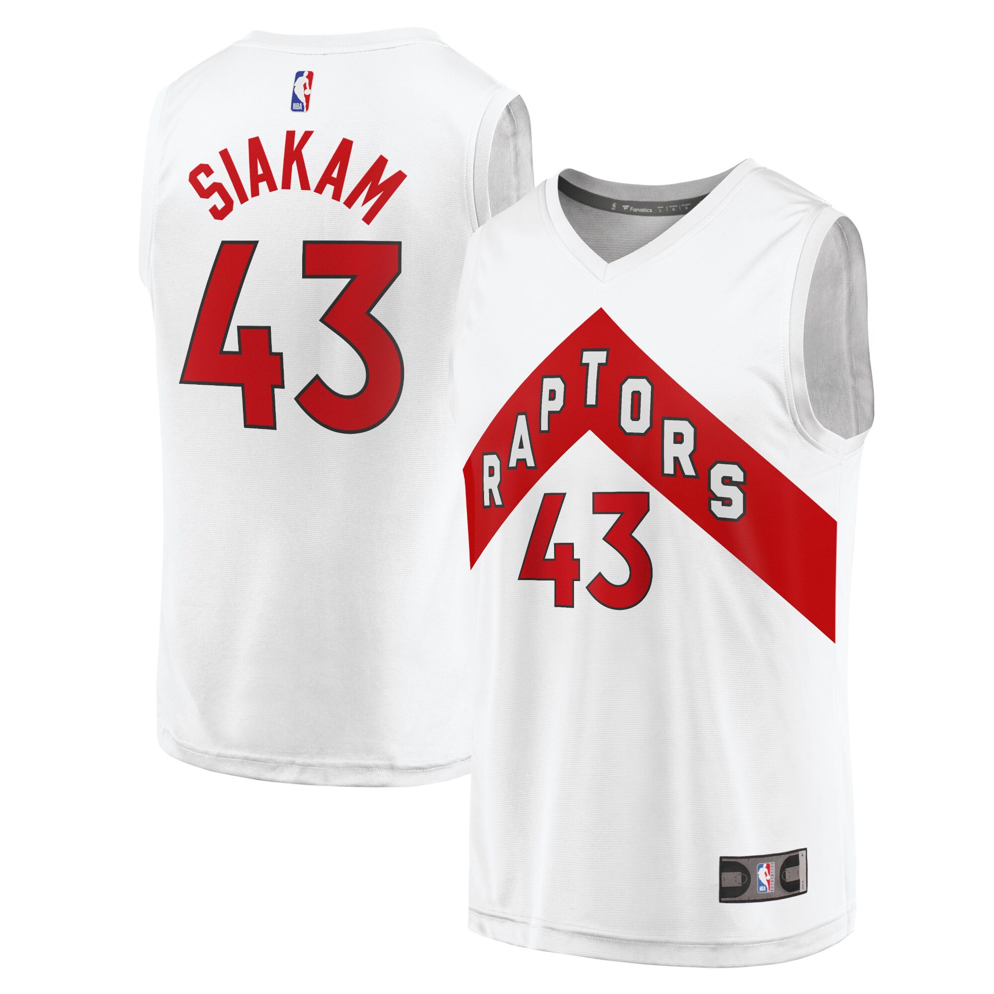 Alternative view of Pascal Siakam Toronto Raptors Fanatics Branded Youth 2020/21 Fast Break Replica Basketball Jersey - Association Edition - White