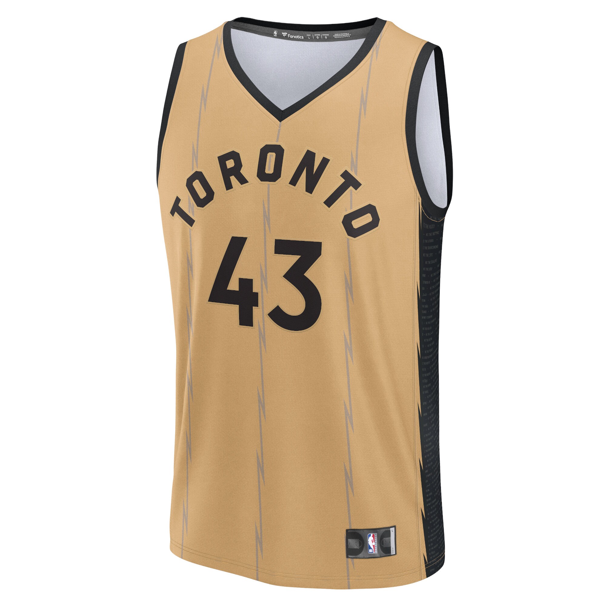 Alternative view of Pascal Siakam Toronto Raptors Fanatics Fast Break Basketball Jersey - Gold - City Edition