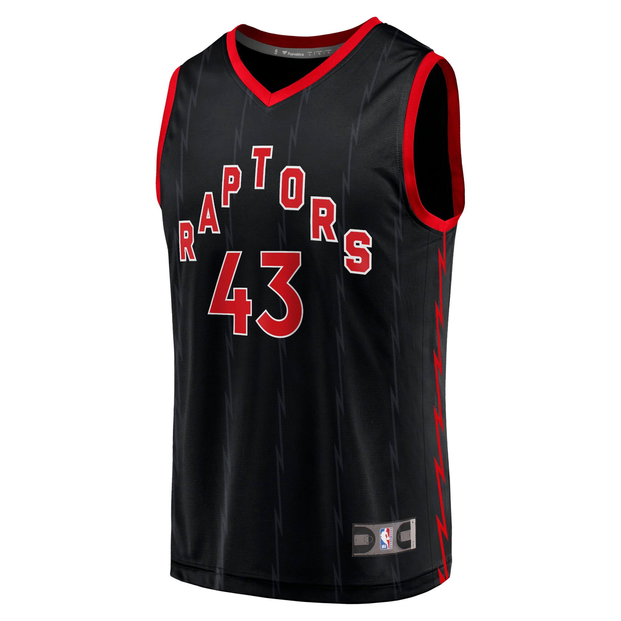 Alternative view of Pascal Siakam Toronto Raptors Fanatics Fast Break Replica Basketball Jersey Black - Statement Edition