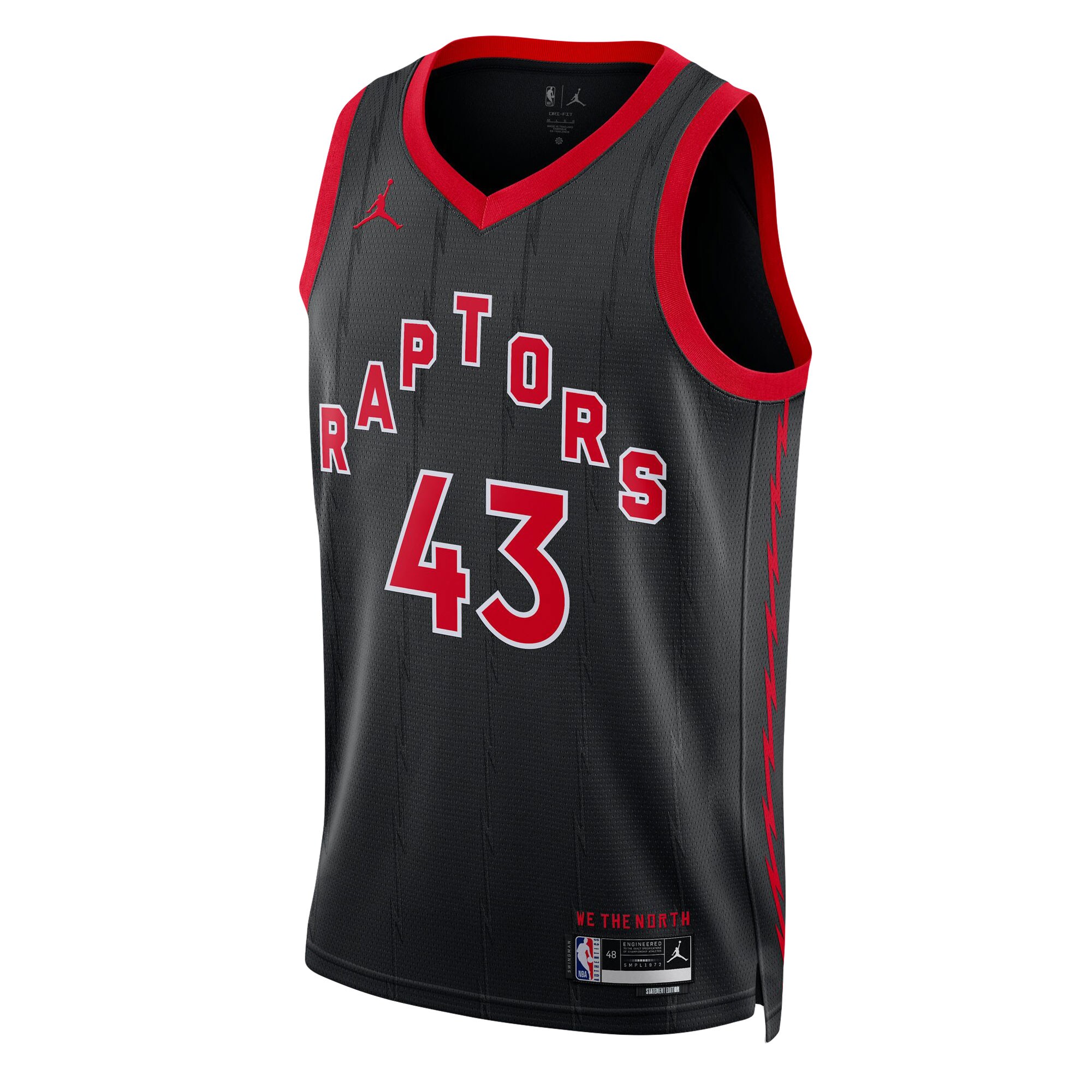 Alternative view of Pascal Siakam Toronto Raptors Jordan Brand Unisex Swingman Basketball Jersey - Statement Edition - Black