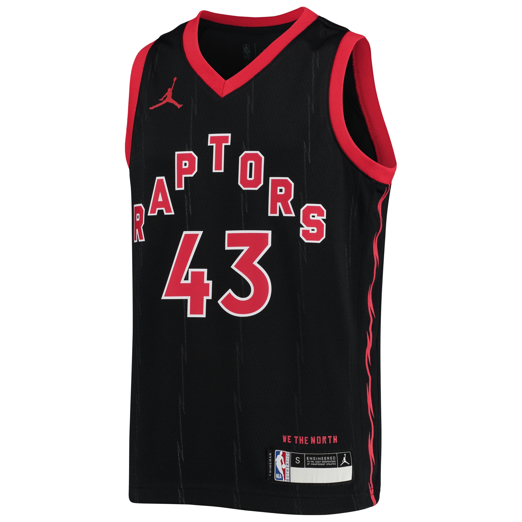 Alternative view of Pascal Siakam Toronto Raptors Jordan Brand Youth 2020/21 Swingman Basketball Jersey – Statement Edition – Black