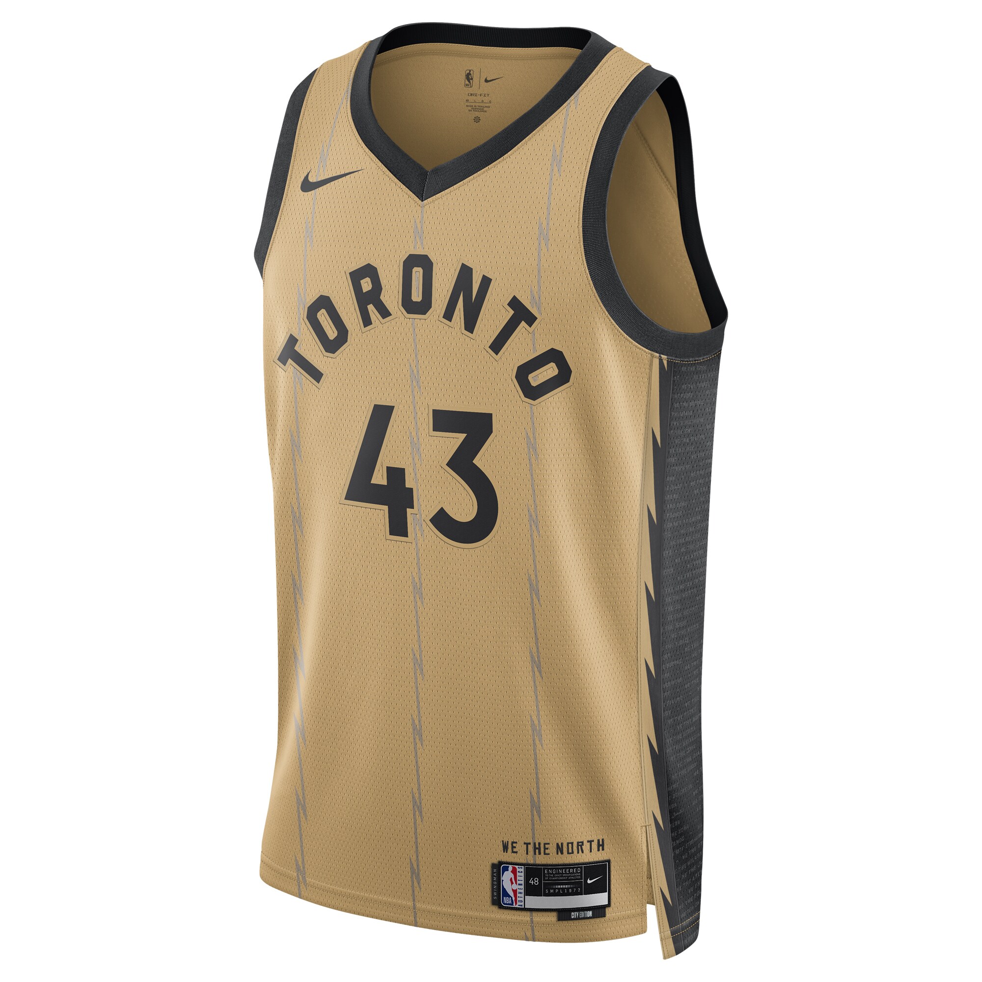 Alternative view of Pascal Siakam Toronto Raptors Unisex 2023/24 Swingman Basketball Jersey - Gold - City Edition