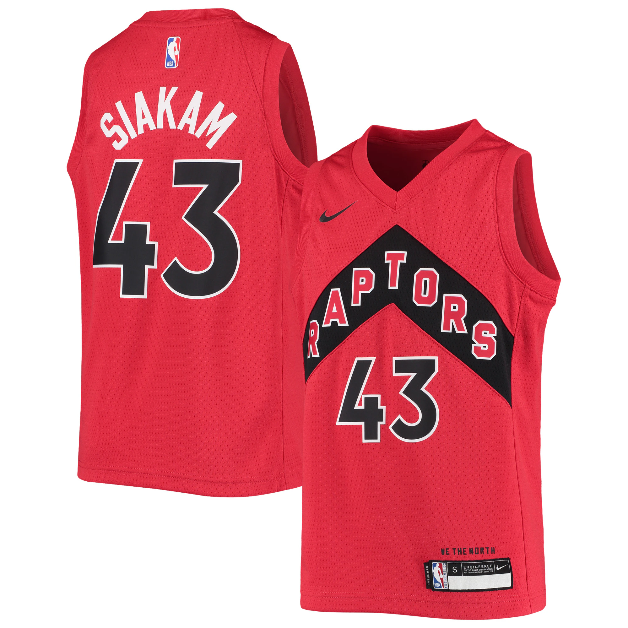 Alternative view of Pascal Siakam Toronto Raptors Youth 2020/21 Swingman Basketball Jersey - Red - Icon Edition