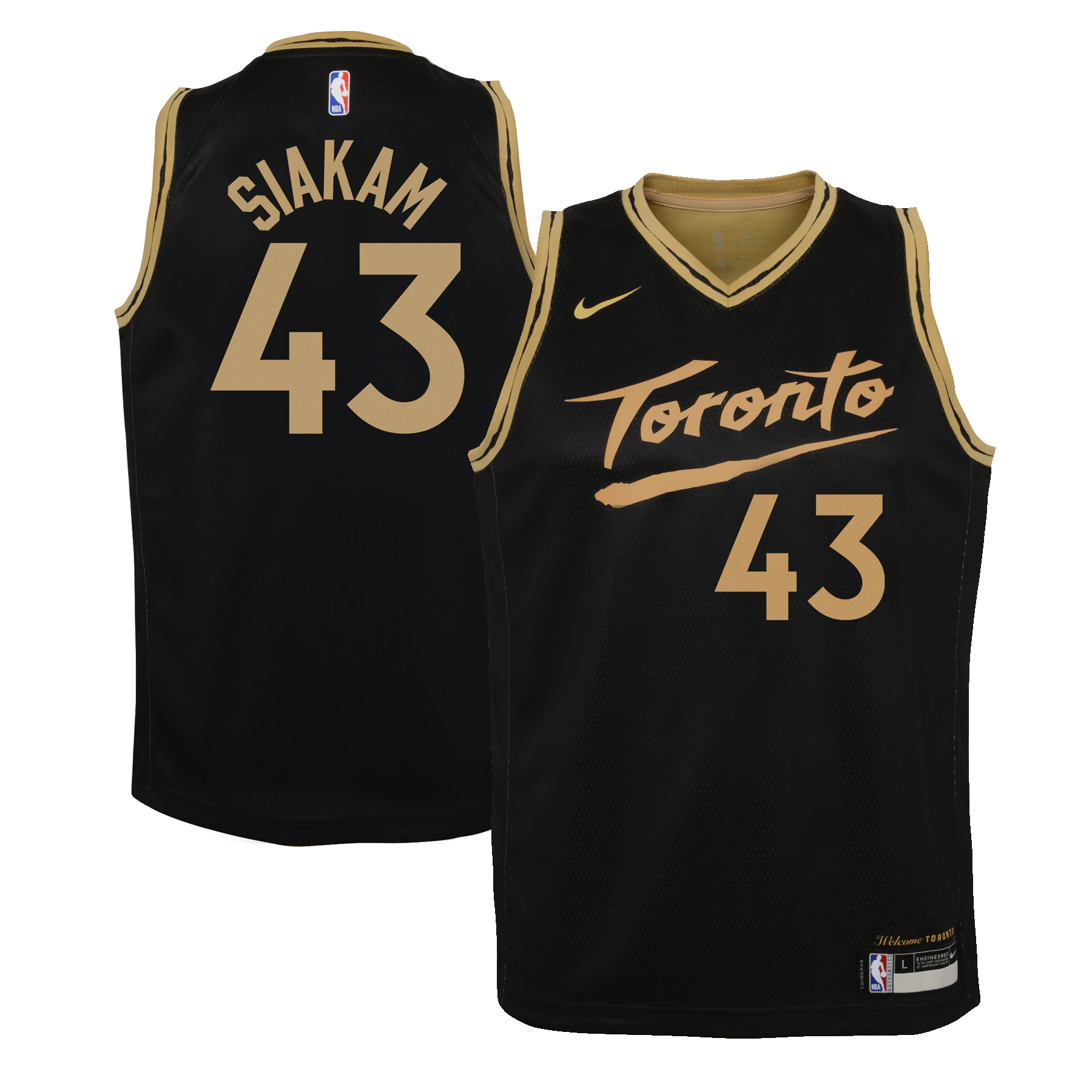Pascal Siakam Toronto Raptors Youth 2020/21 Swingman Basketball Jersey Black - City Edition