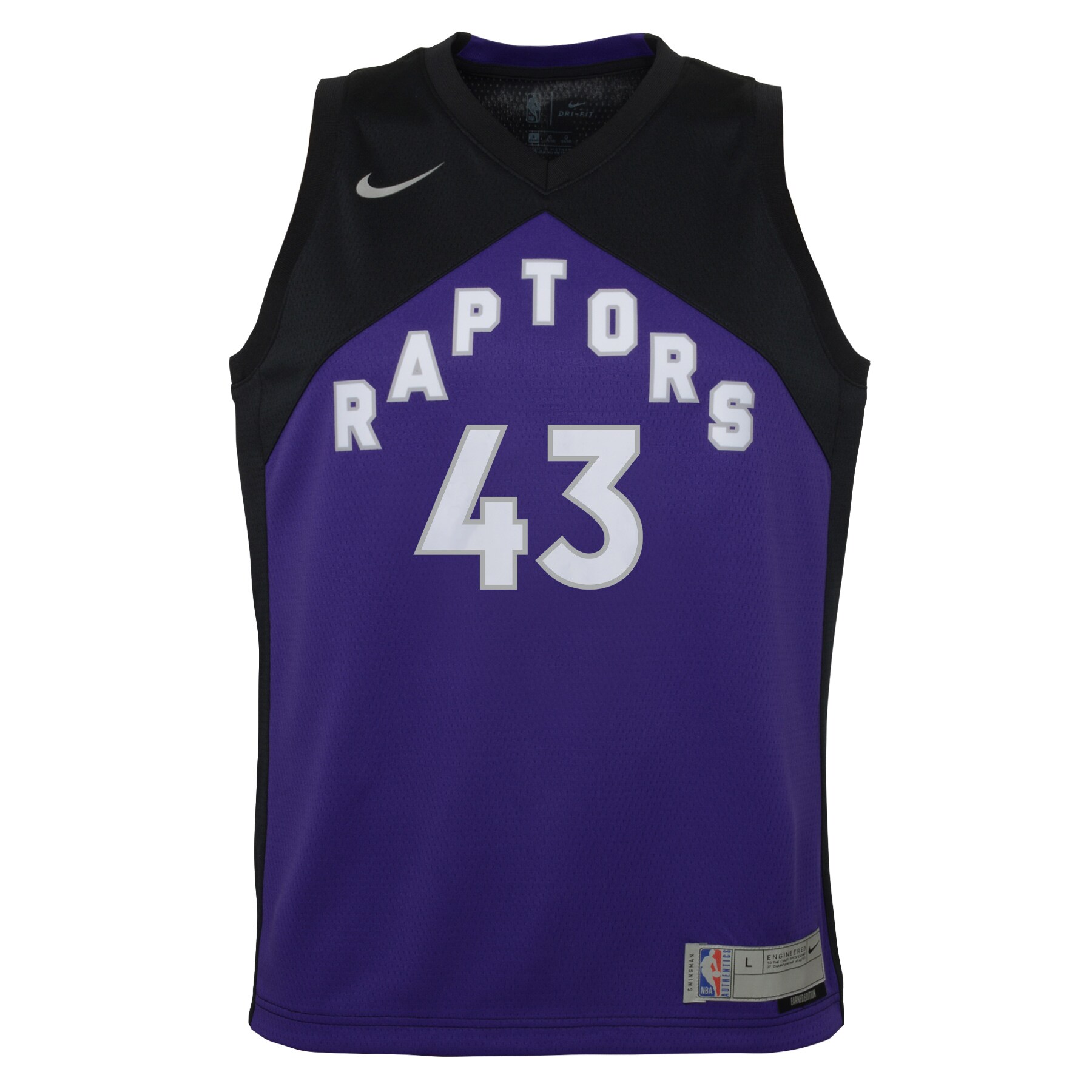 Alternative view of Pascal Siakam Toronto Raptors Youth 2020/21 Swingman Player Basketball Jersey Black/purple – Earned Edition