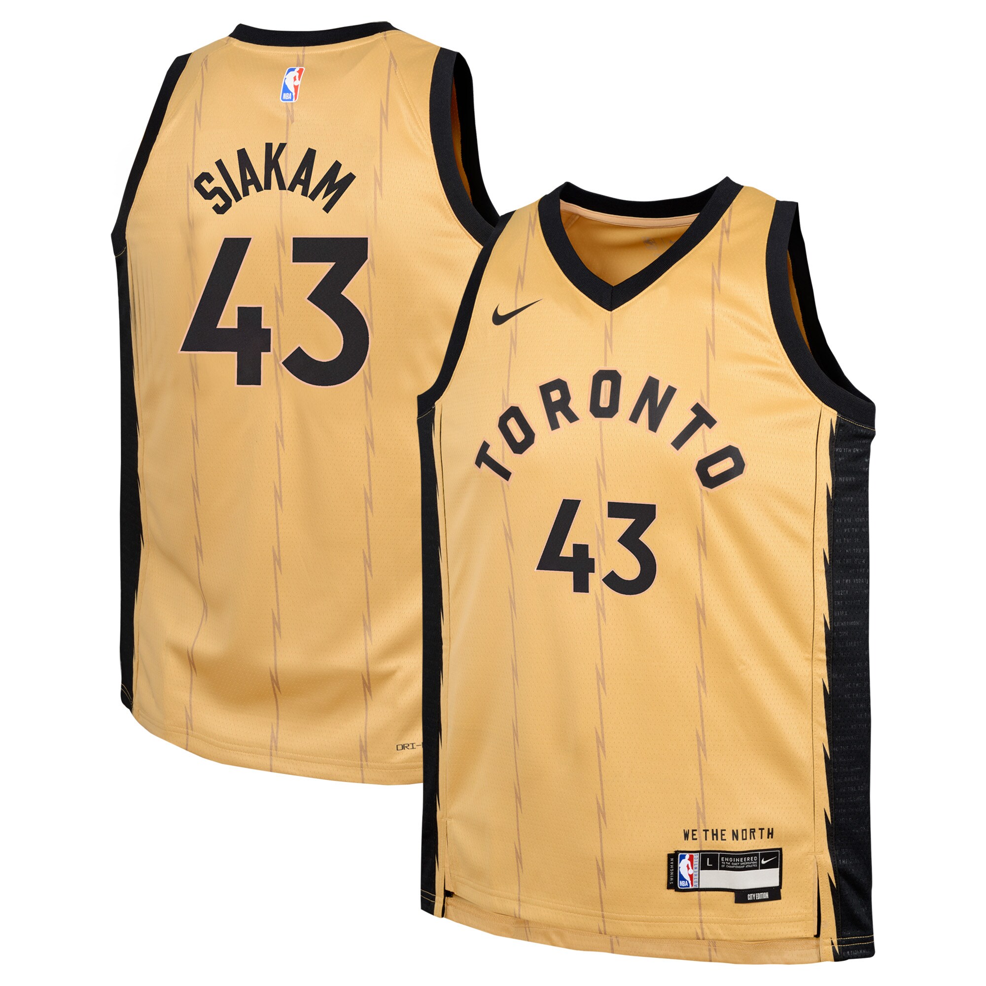 Pascal Siakam Toronto Raptors Youth Swingman Replica Basketball Jersey - City Edition - Gold