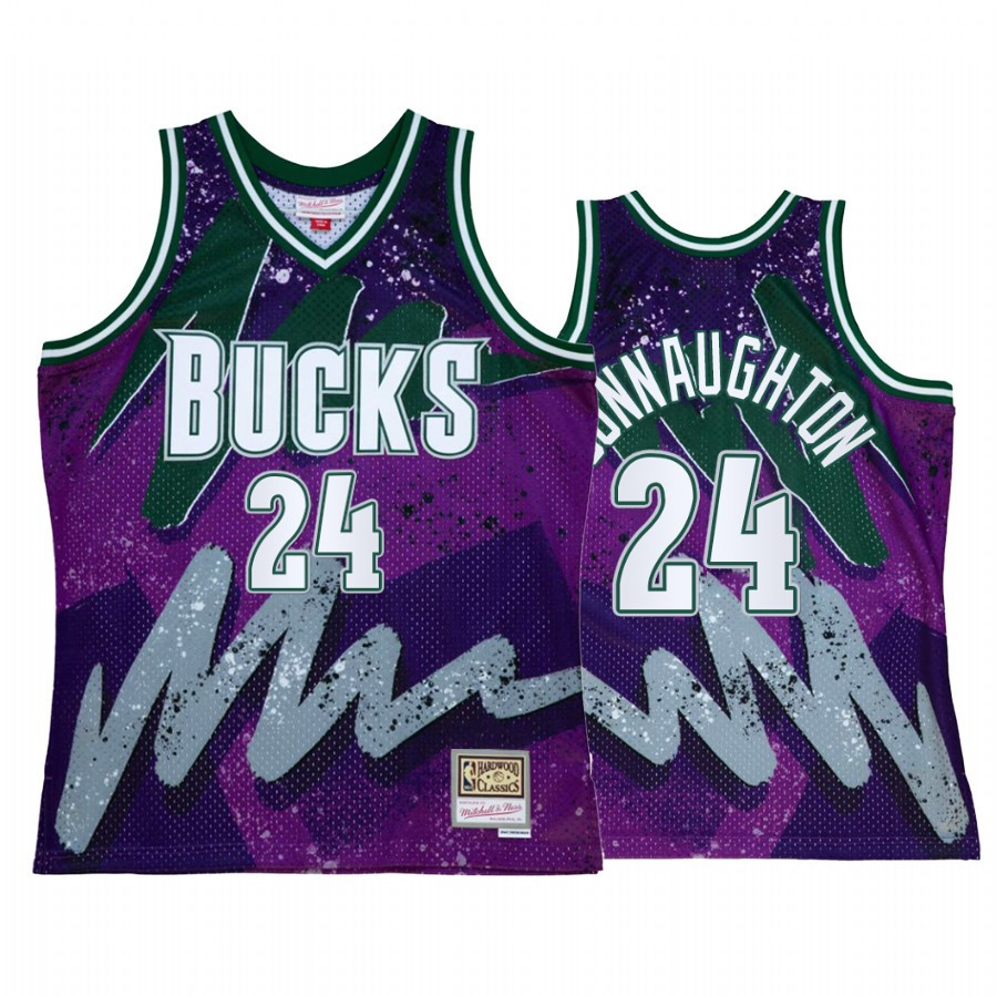 Pat Connaughton 24 Milwaukee Bucks Hyper Hoop Purple Throwback 90s Basketball Jersey - JS116 
