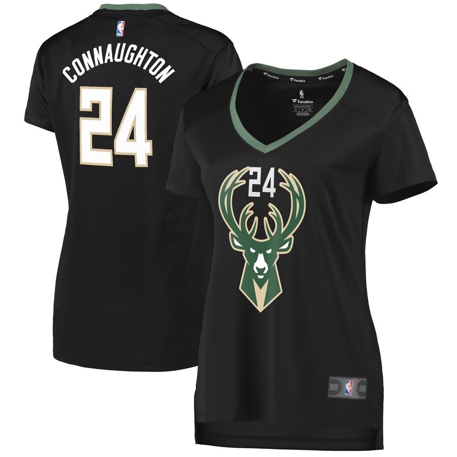 Pat Connaughton Milwaukee Bucks Fanatics Branded Women's Fast Break Replica Player Basketball Jersey - Statement Edition - Black