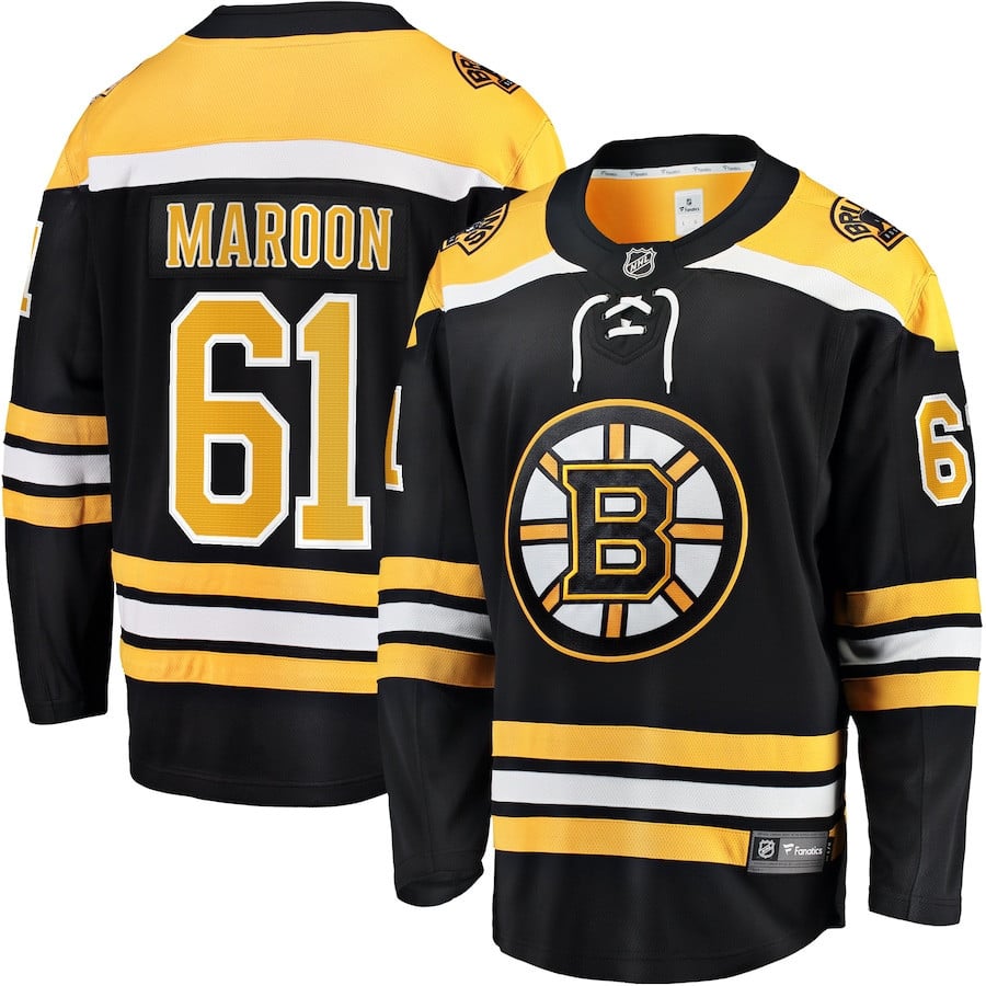Pat Maroon 61 Boston Bruins Home Breakaway Hockey Jersey - Men, Black - JS184 