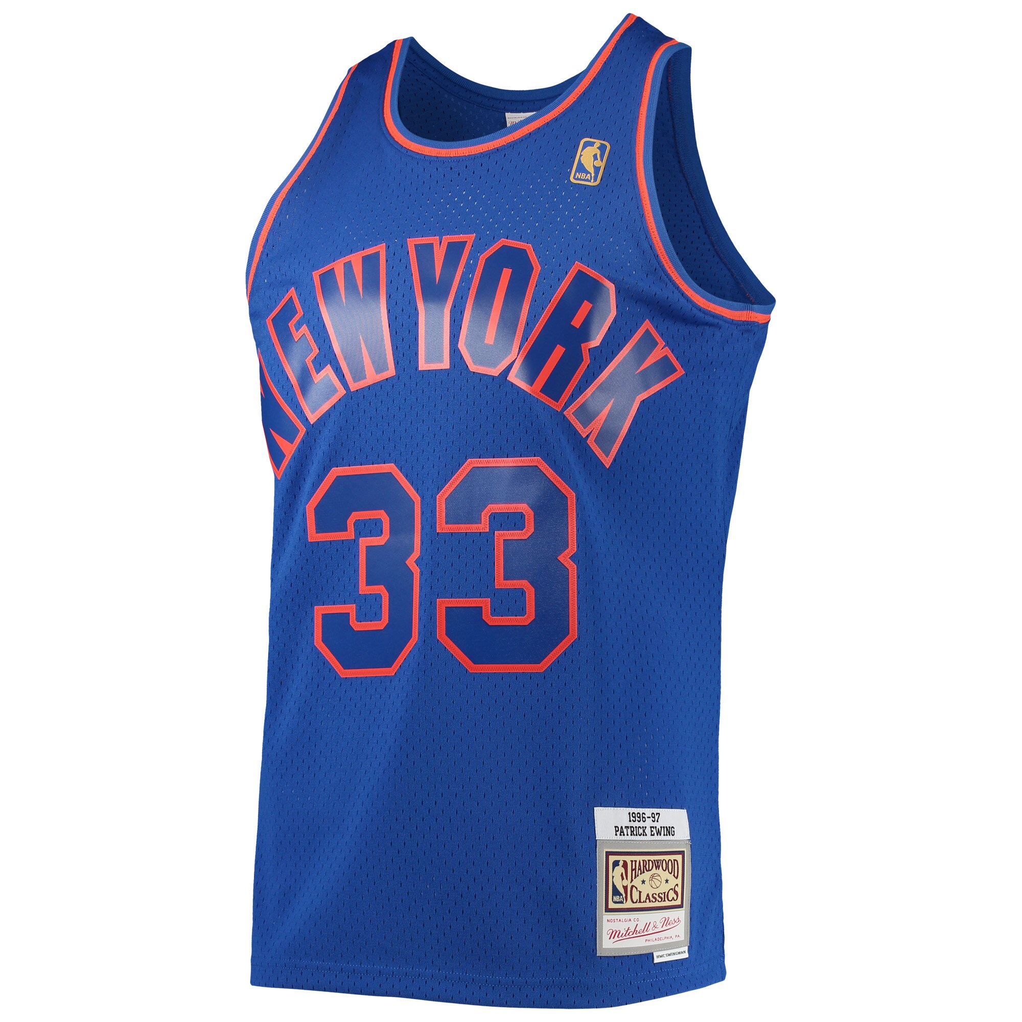 Alternative view of Patrick Ewing New York Knicks Mitchell & Ness 1996/97 Hardwood Classics Swingman Basketball Jersey - Blue