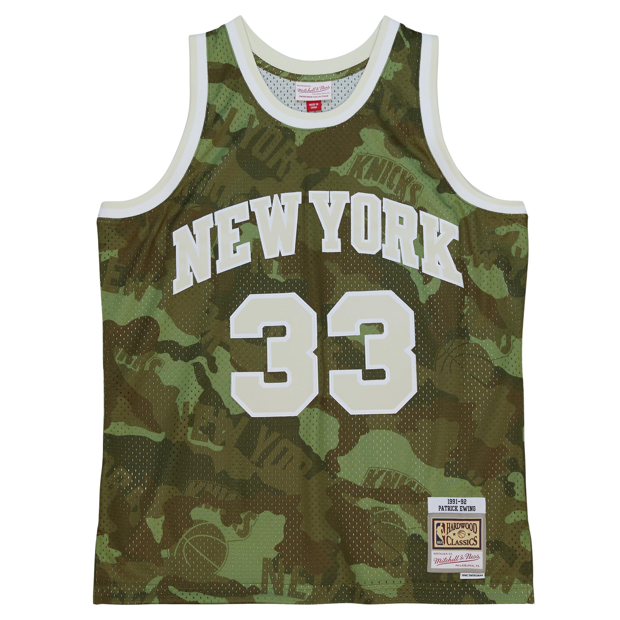 Alternative view of Patrick Ewing New York Knicks Mitchell & Ness Hardwood Classics 1991/92 Ghost Green Swingman Basketball Jersey - Camo