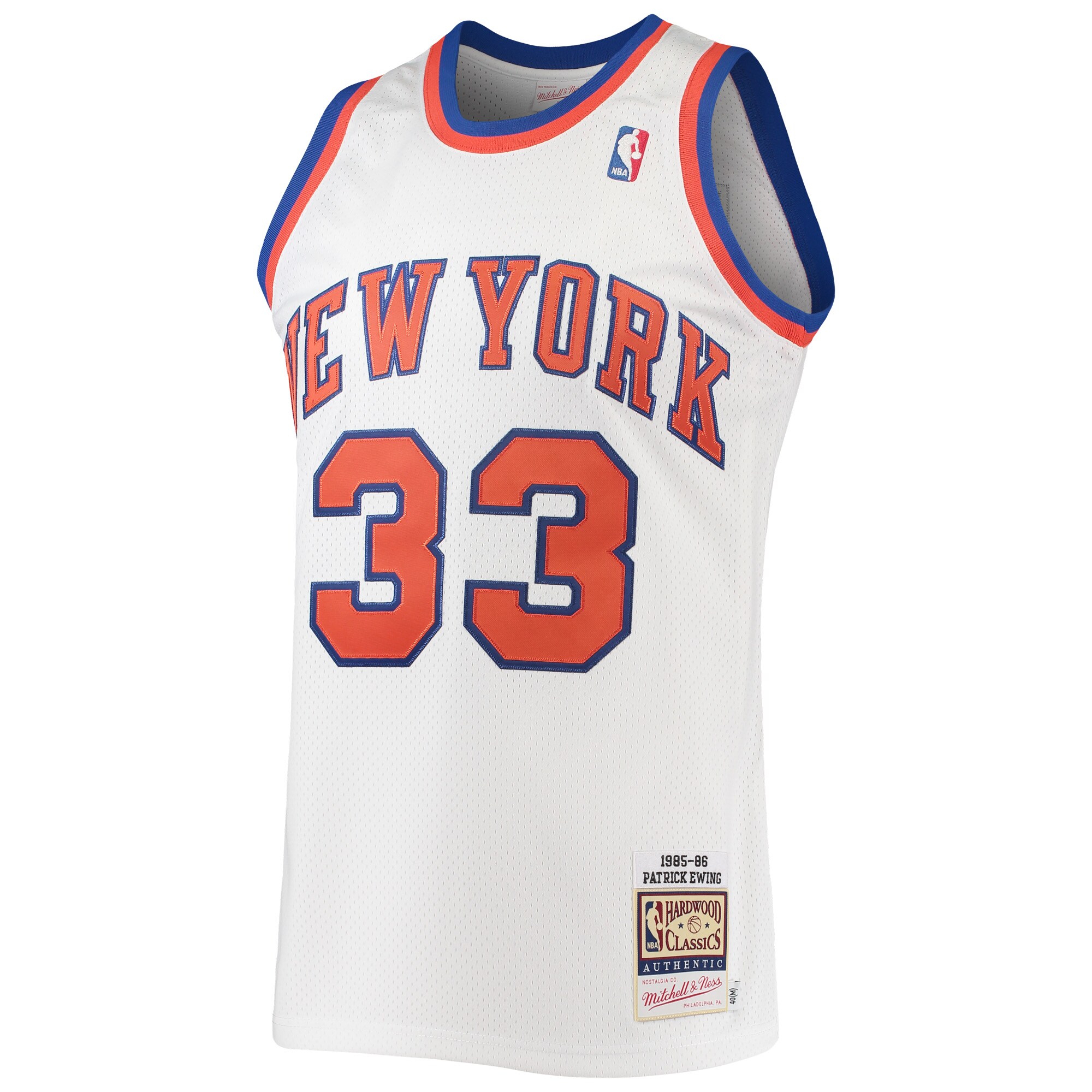 Alternative view of Patrick Ewing New York Knicks Mitchell & Ness 1985/86 Hardwood Classics Authentic Basketball Jersey - White