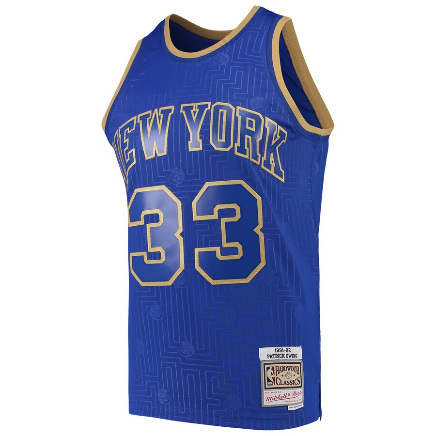 Alternative view of Patrick Ewing New York Knicks Mitchell & Ness 1991-92 Hardwood Classics Chinese New Year Swingman Basketball Jersey – Blue