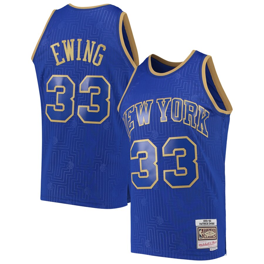 Patrick Ewing New York Knicks Mitchell & Ness 1991-92 Hardwood Classics Chinese New Year Swingman Basketball Jersey – Blue