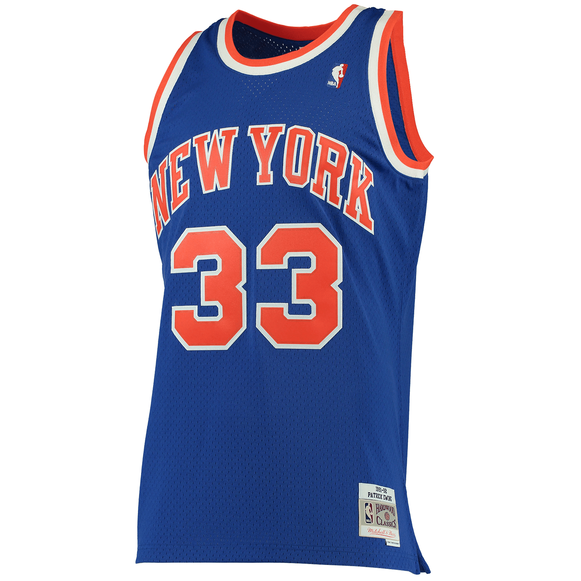 Alternative view of Patrick Ewing New York Knicks Mitchell & Ness 1991-92 Hardwood Classics Swingman Basketball Jersey - Blue Basketball Jersey - JS985 