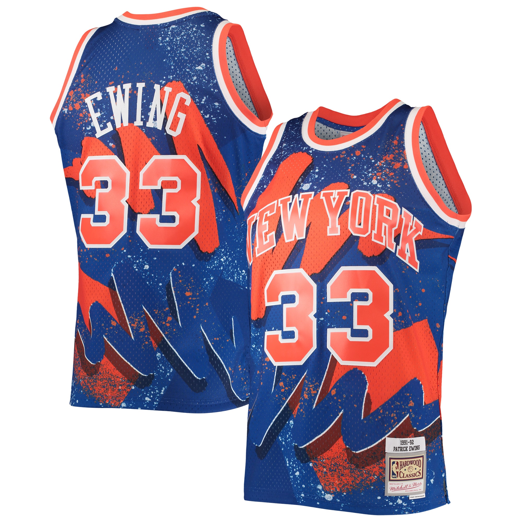 Patrick Ewing New York Knicks Mitchell & Ness Hardwood Classics 1991/92 Hyper Hoops Swingman Basketball Jersey - Blue