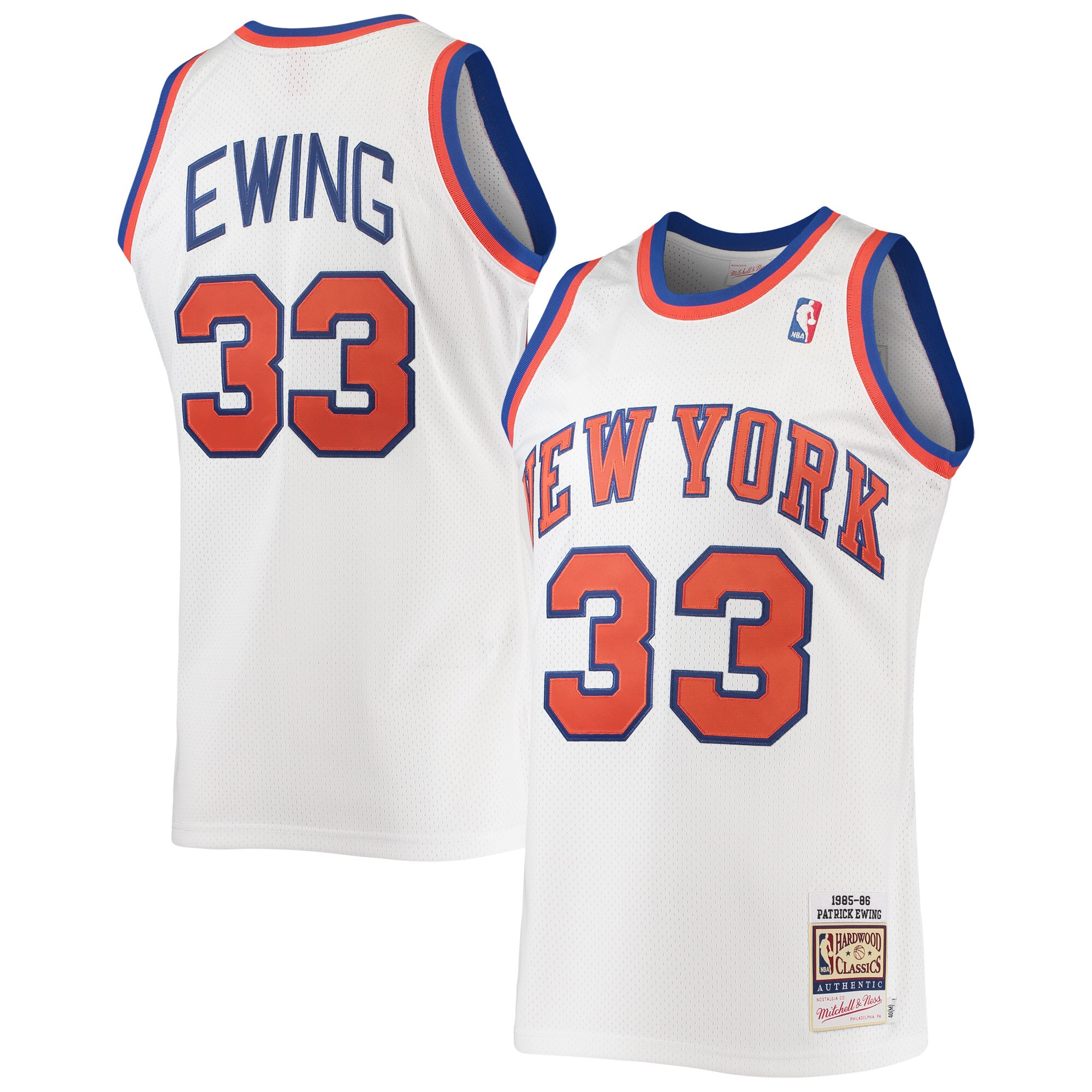 Alternative view of Patrick Ewing New York Knicks Mitchell & Ness Hardwood Classics Authentic 1985 Basketball Jersey - White