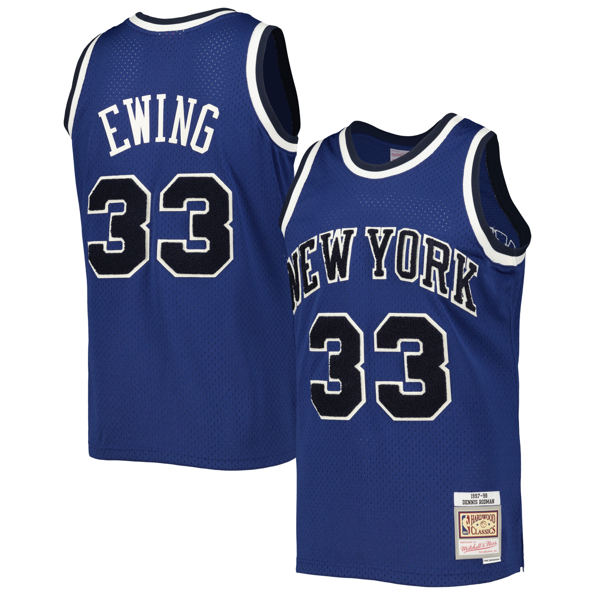 Patrick Ewing New York Knicks Mitchell & Ness Hardwood Classics Off-court Swingman Basketball Jersey - Blue