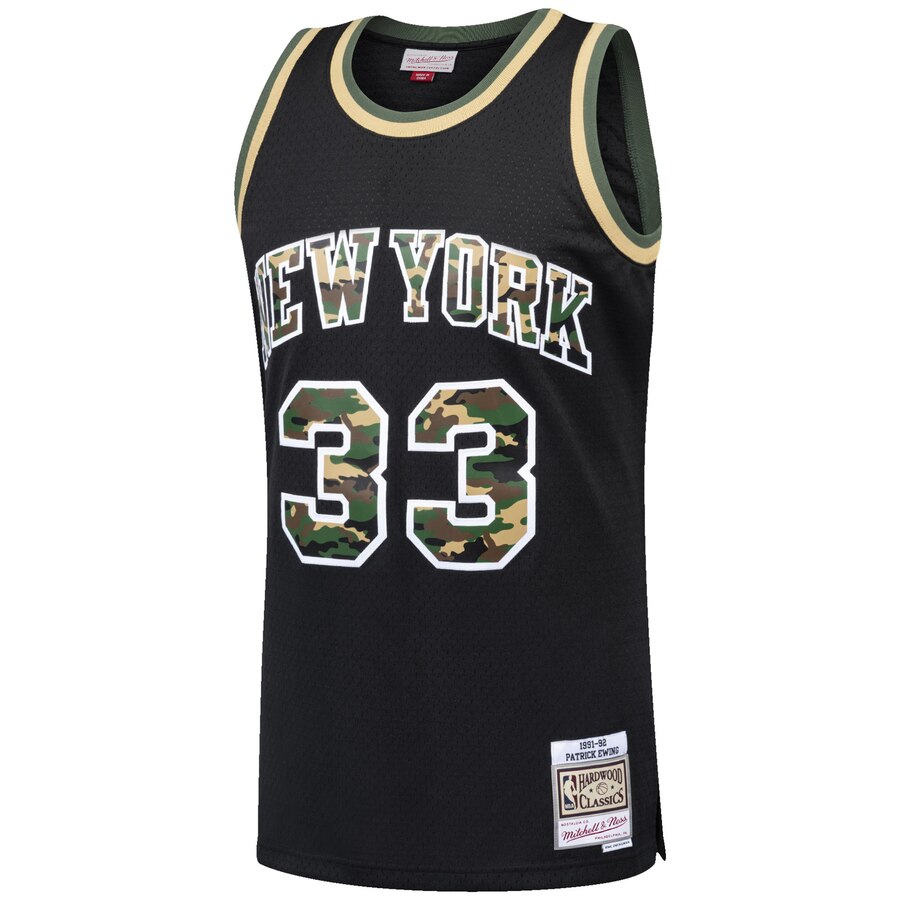 Alternative view of Patrick Ewing New York Knicks Mitchell & Ness Straight Fire Camo Swingman Basketball Jersey - Black