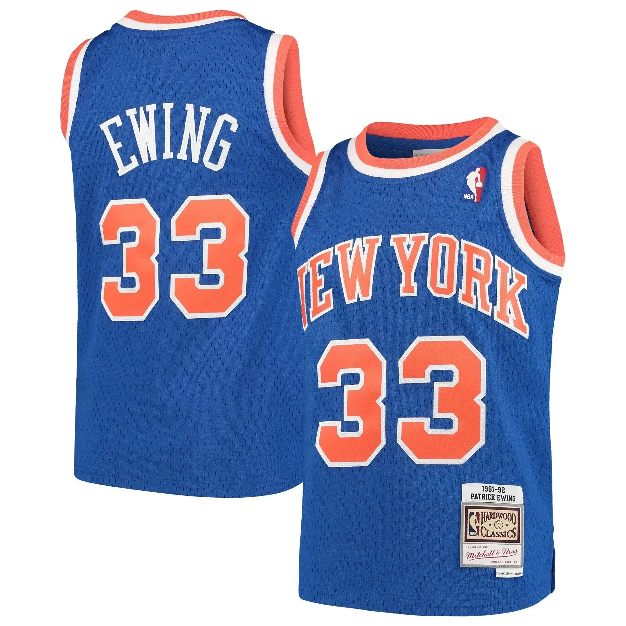 Patrick Ewing New York Knicks Mitchell & Ness Youth Hardwood Classics Swingman Throwback Basketball Jersey - Blue - JS452 
