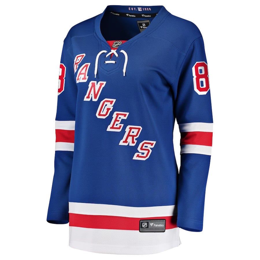 Alternative view of Patrick Kane 88 New York Rangers Home Breakaway Women Hockey Jersey - Blue - JS901 
