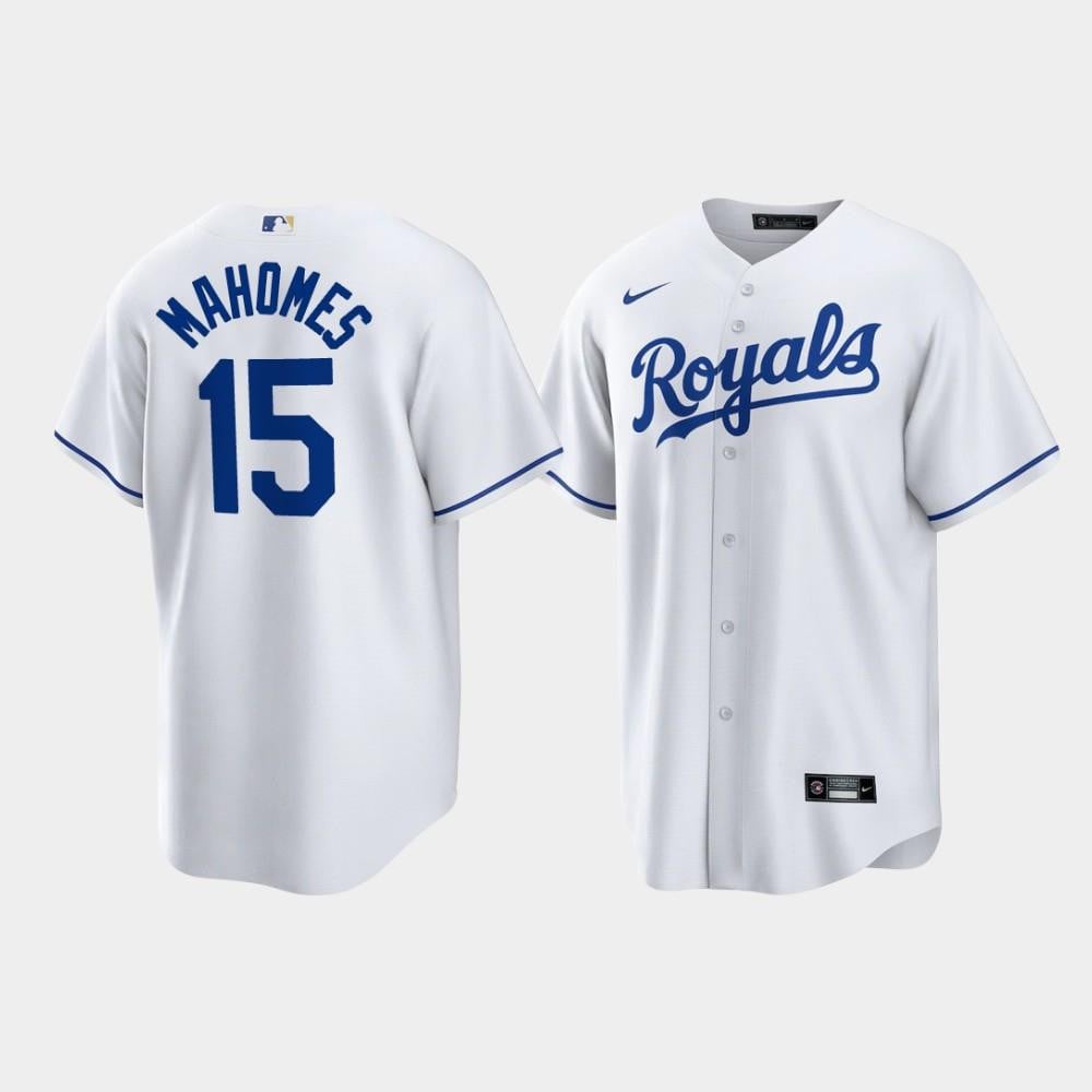Patrick Mahomes 15 Kansas City Royals White Home Player Baseball Jersey Baseball Jersey 