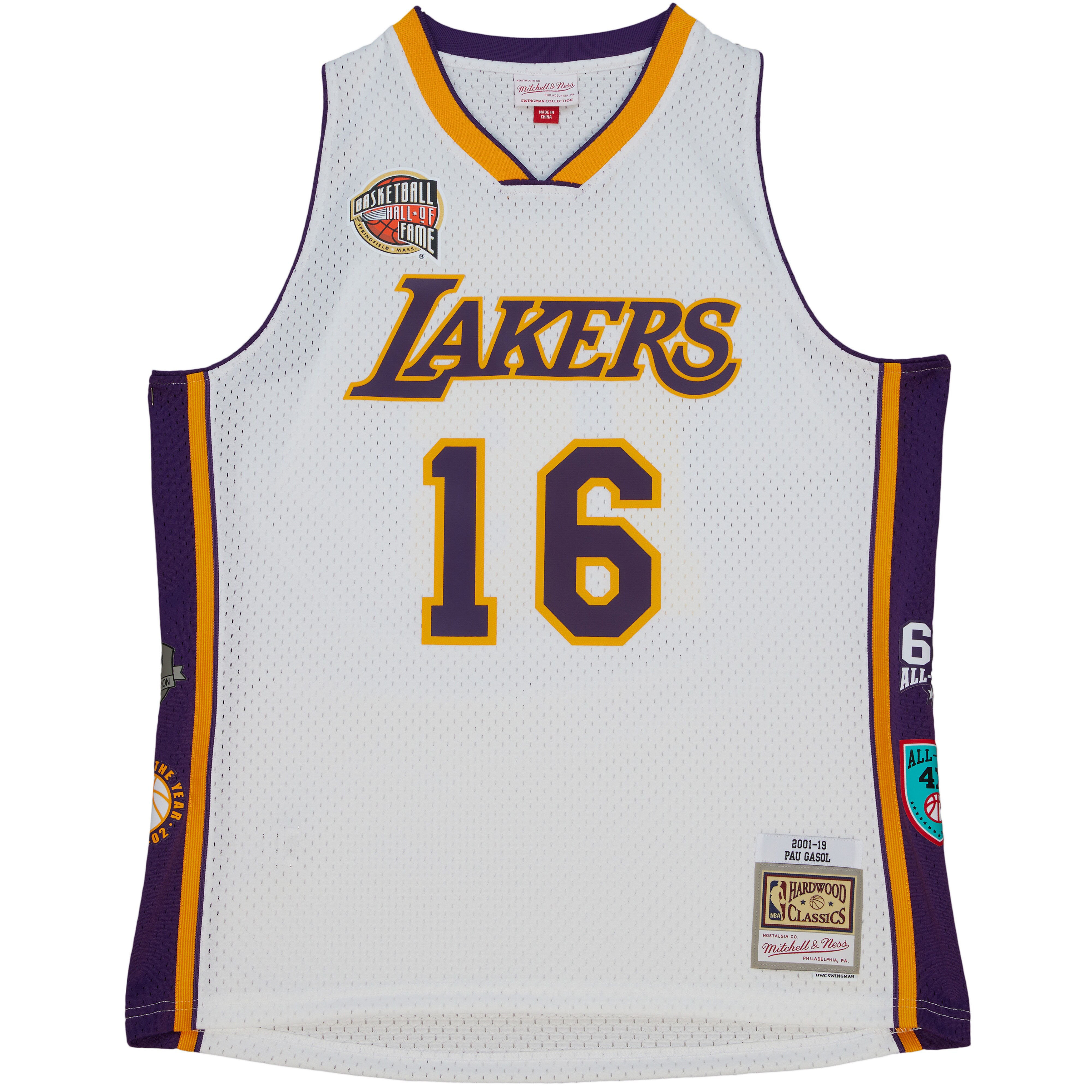 Alternative view of Pau Gasol Los Angeles Lakers Mitchell & Ness Unisex Hall Of Fame Class Of 2023 Throwback Swingman Basketball Jersey - White