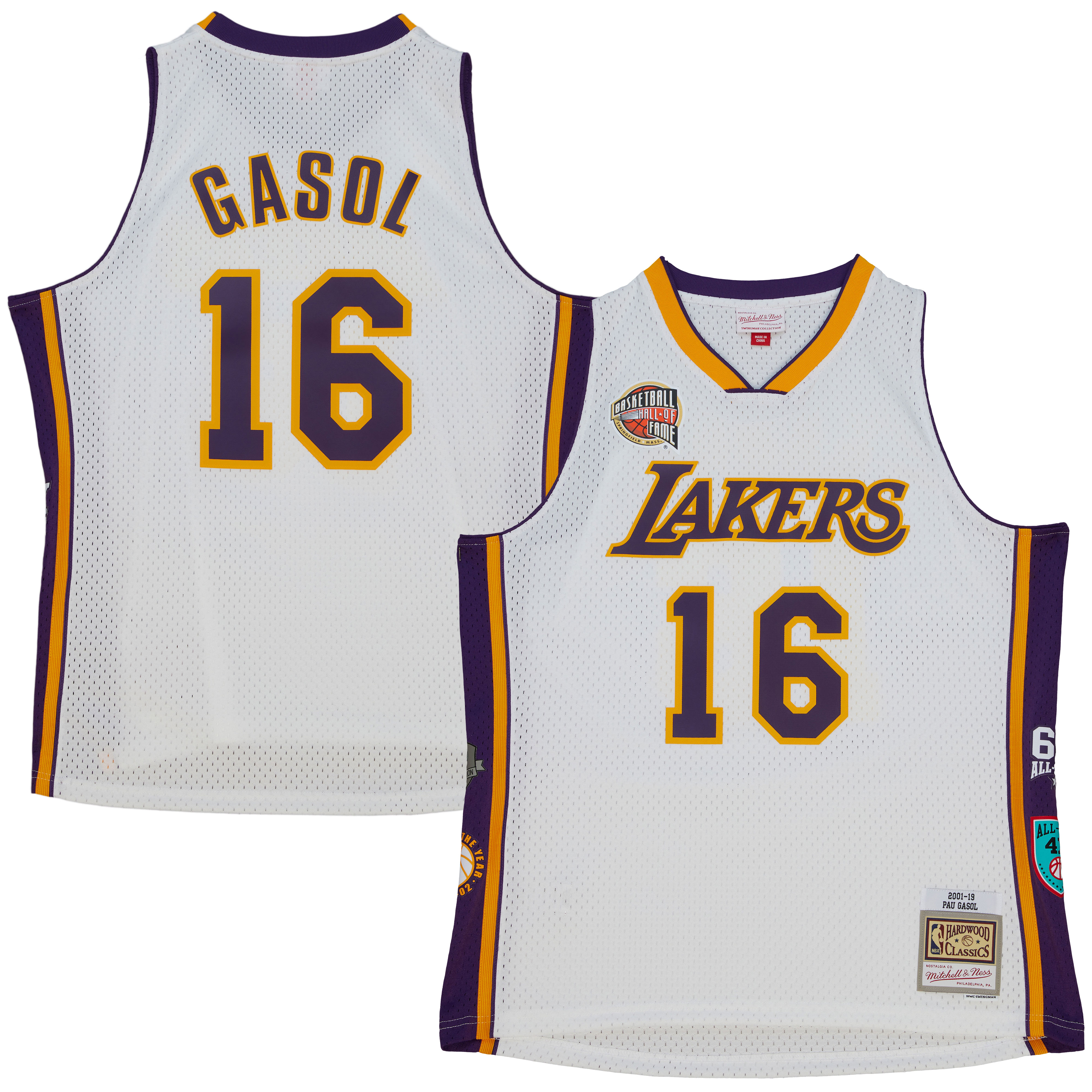 Pau Gasol Los Angeles Lakers Mitchell & Ness Unisex Hall Of Fame Class Of 2023 Throwback Swingman Basketball Jersey - White