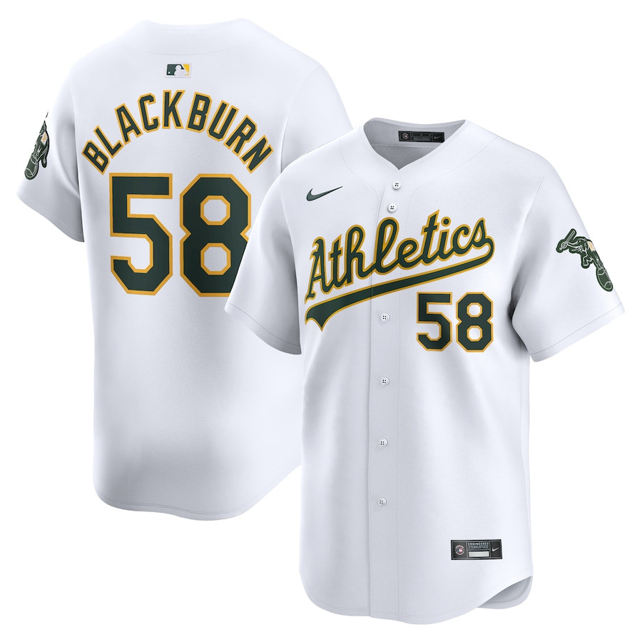 Paul Blackburn 58 Oakland Athletics Home Limited Player Men Baseball Jersey - White 